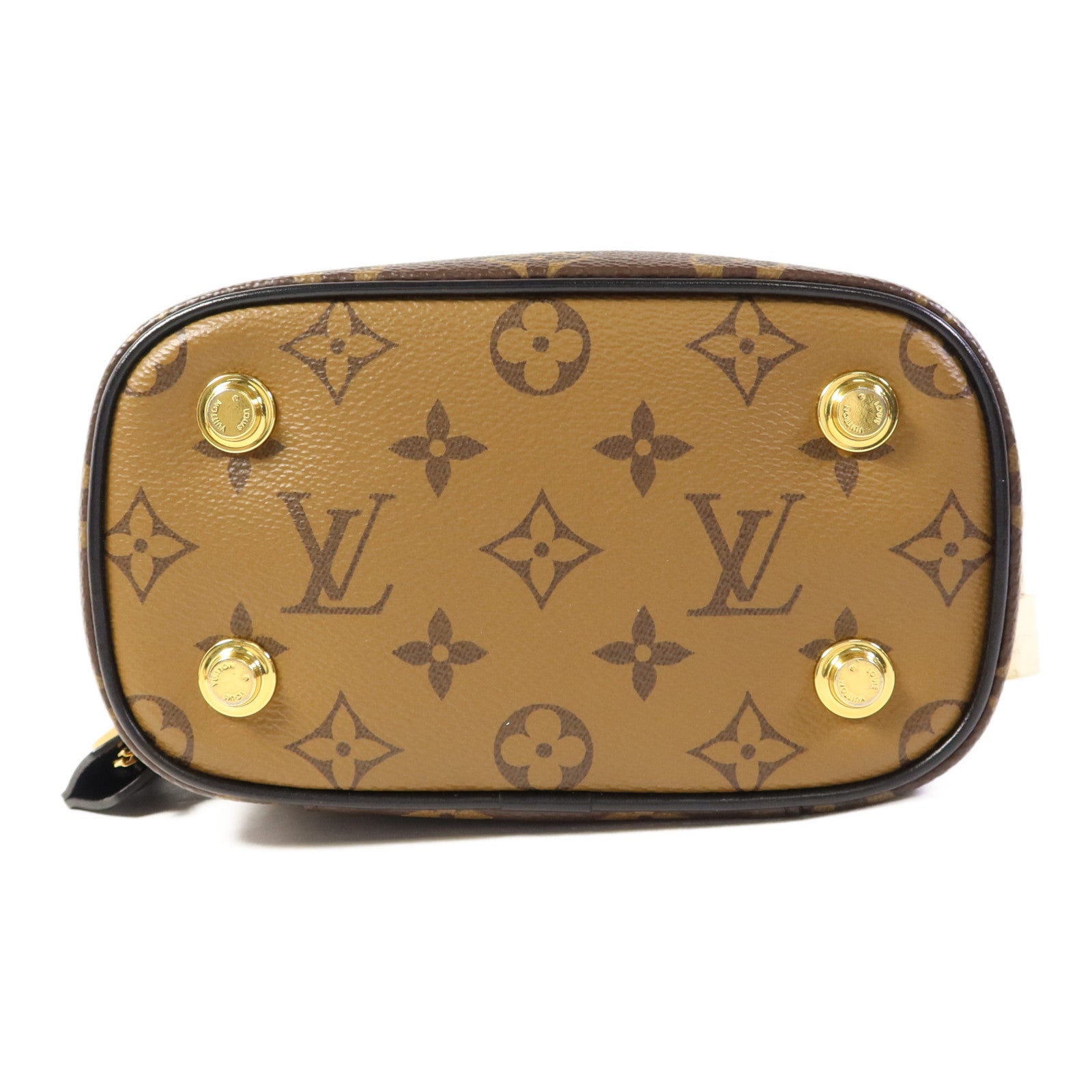 LOUIS VUITTON Monogram Reverse Vanity PM金扣手挽肩背兩用袋棕色