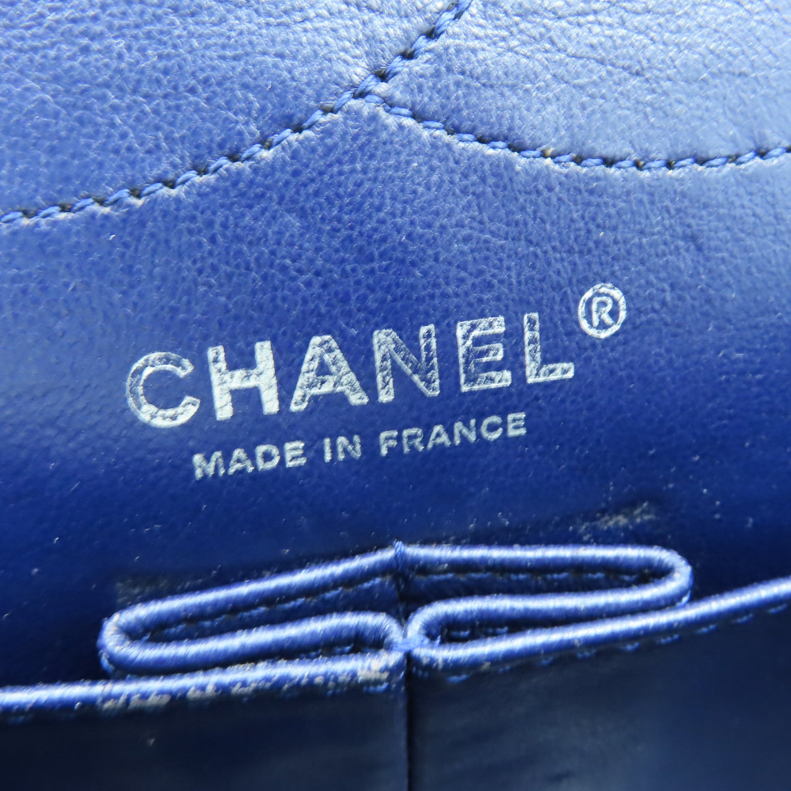 CHANEL **【激減優惠】菱格漆皮皮革2.55 Chain Shoulder銀扣鏈帶肩背袋深藍色