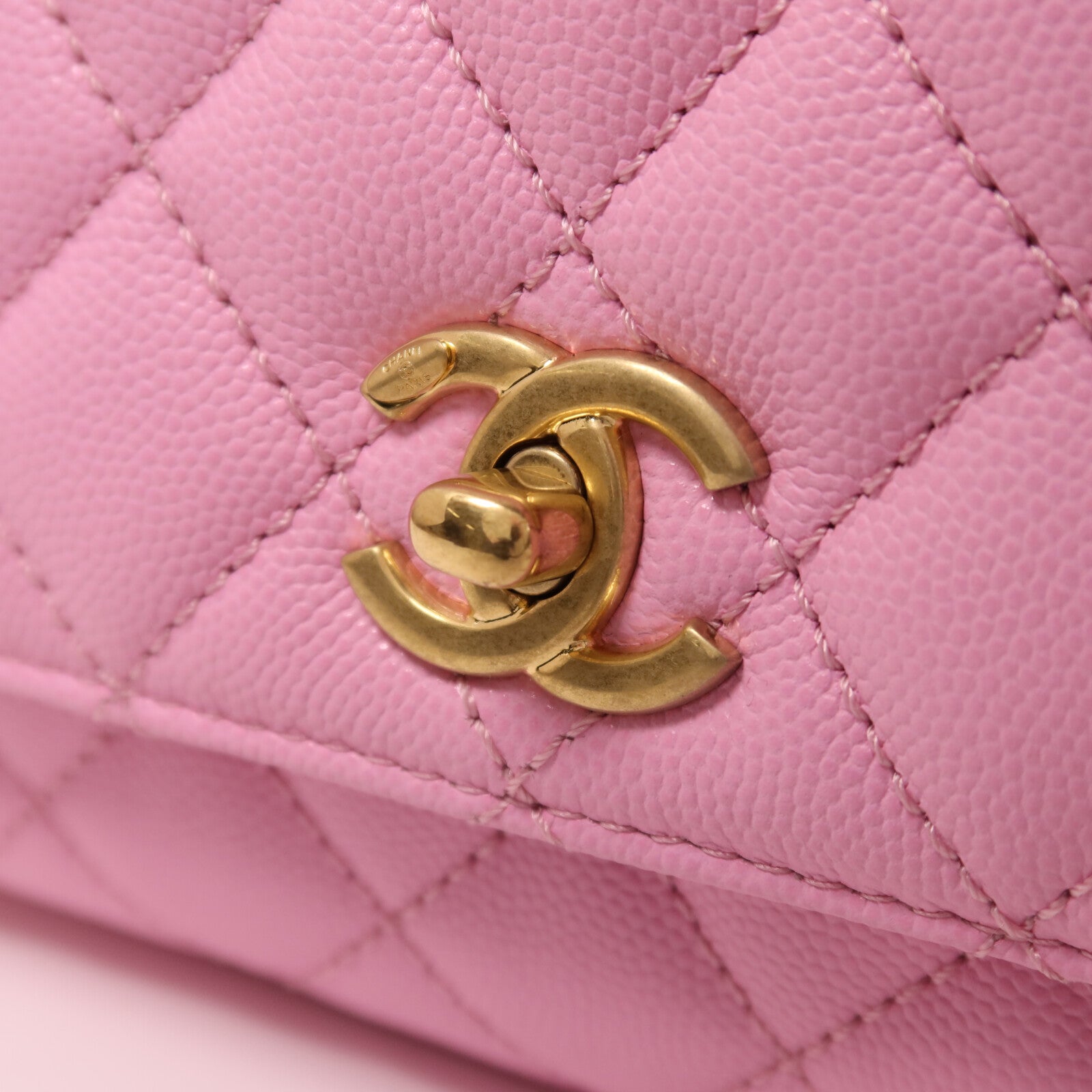 CHANEL 牛皮皮革Co Co Handle金扣鏈帶手挽肩背兩用袋