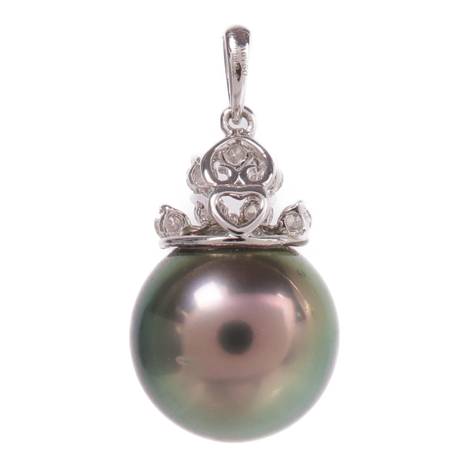 JEWELRY 18K白金Pearl Diamond Pendant Top珍珠/鑽石吊墜