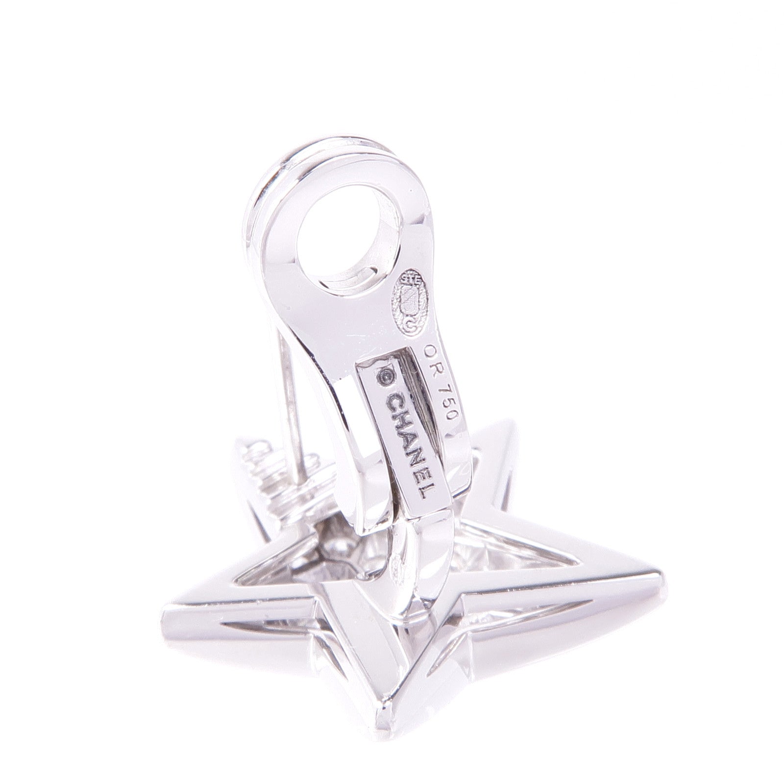 CHANEL 18K白金Comète Geode Earrings鑽石耳環