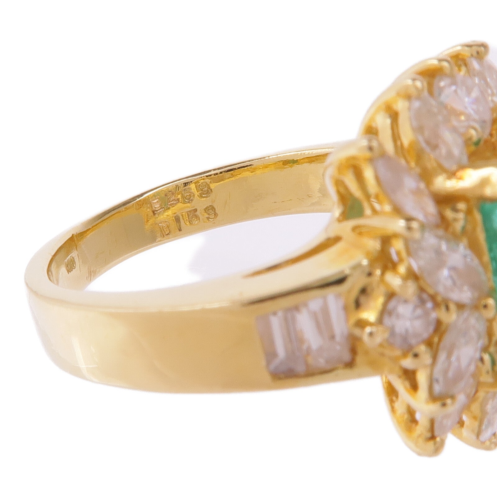 JEWELRY 18K黃金Emerald Diamond Ring綠寶石/鑽石戒指US#5.75