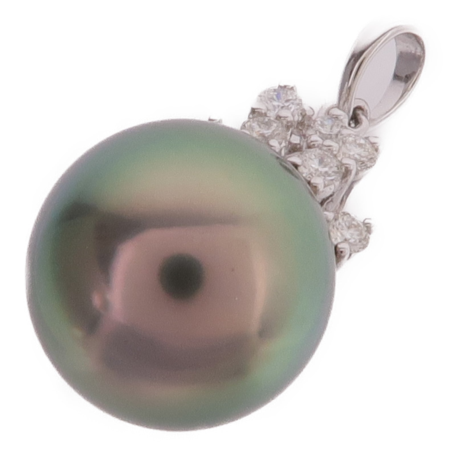 JEWELRY 18K白金Pearl Diamond Pendant Top珍珠/鑽石吊墜