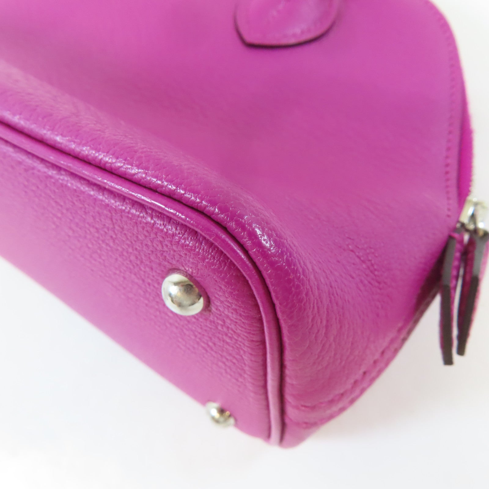 HERMES 【激減優惠】Chevre皮革Mini Bolide 1923銀扣手挽肩背兩用袋Rose Purple/桃紫色