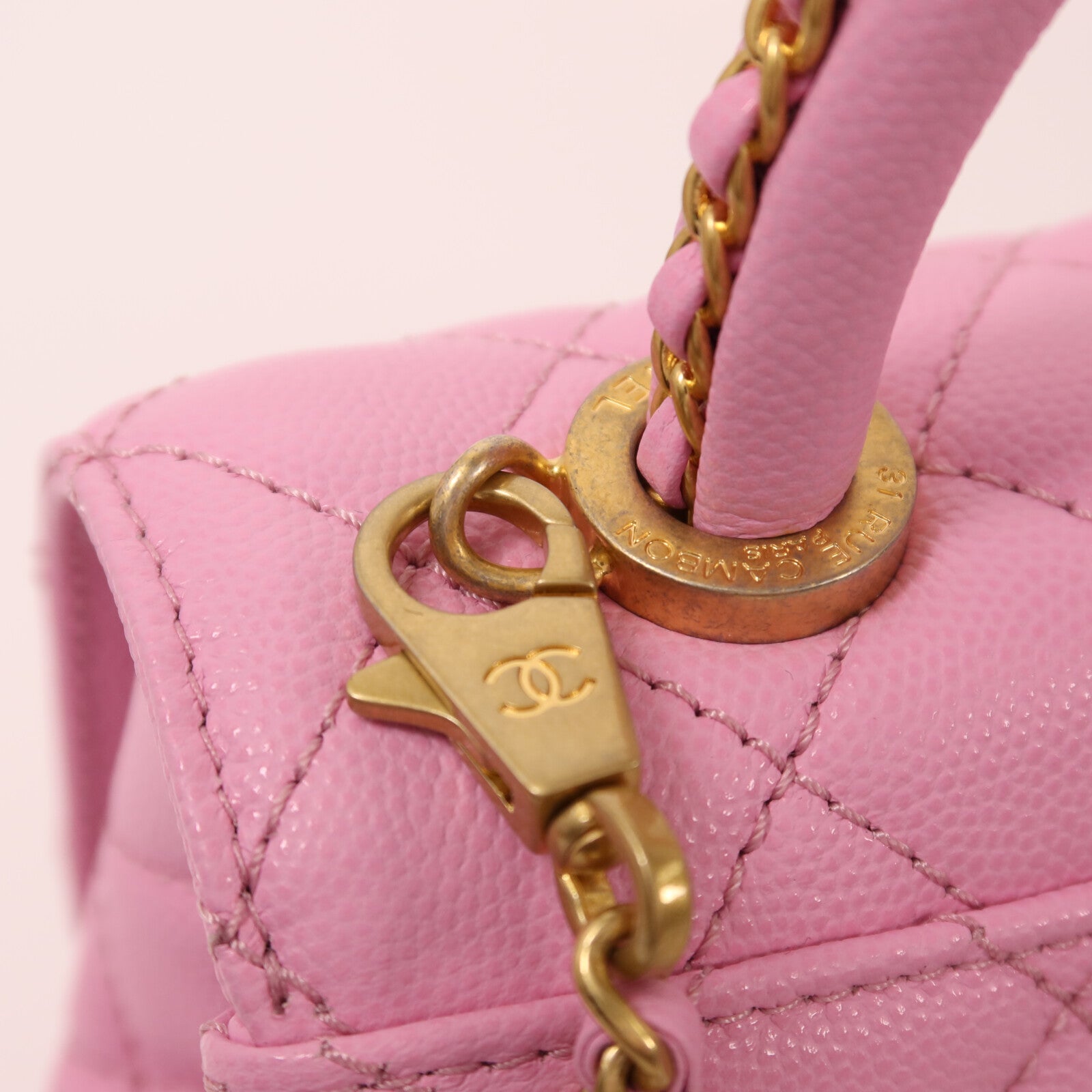 CHANEL 牛皮皮革Co Co Handle金扣鏈帶手挽肩背兩用袋