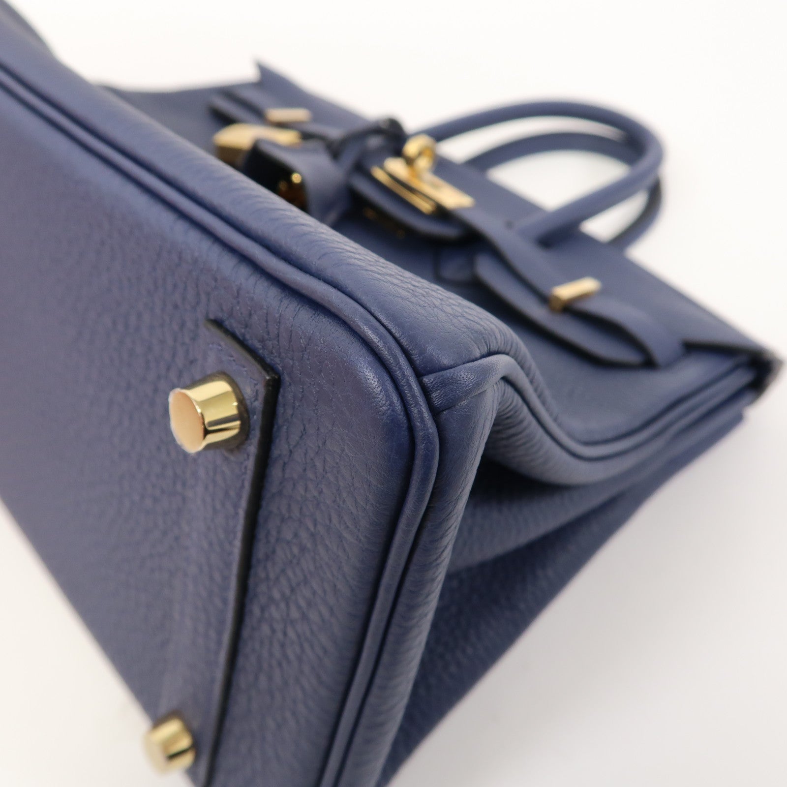 HERMES Togo皮革Birkin 25金扣手挽袋深藍色