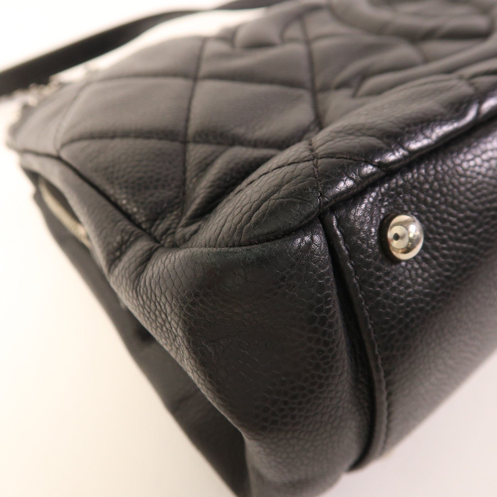 CHANEL 牛皮皮革Shoulder Bag銀扣鏈帶肩背袋