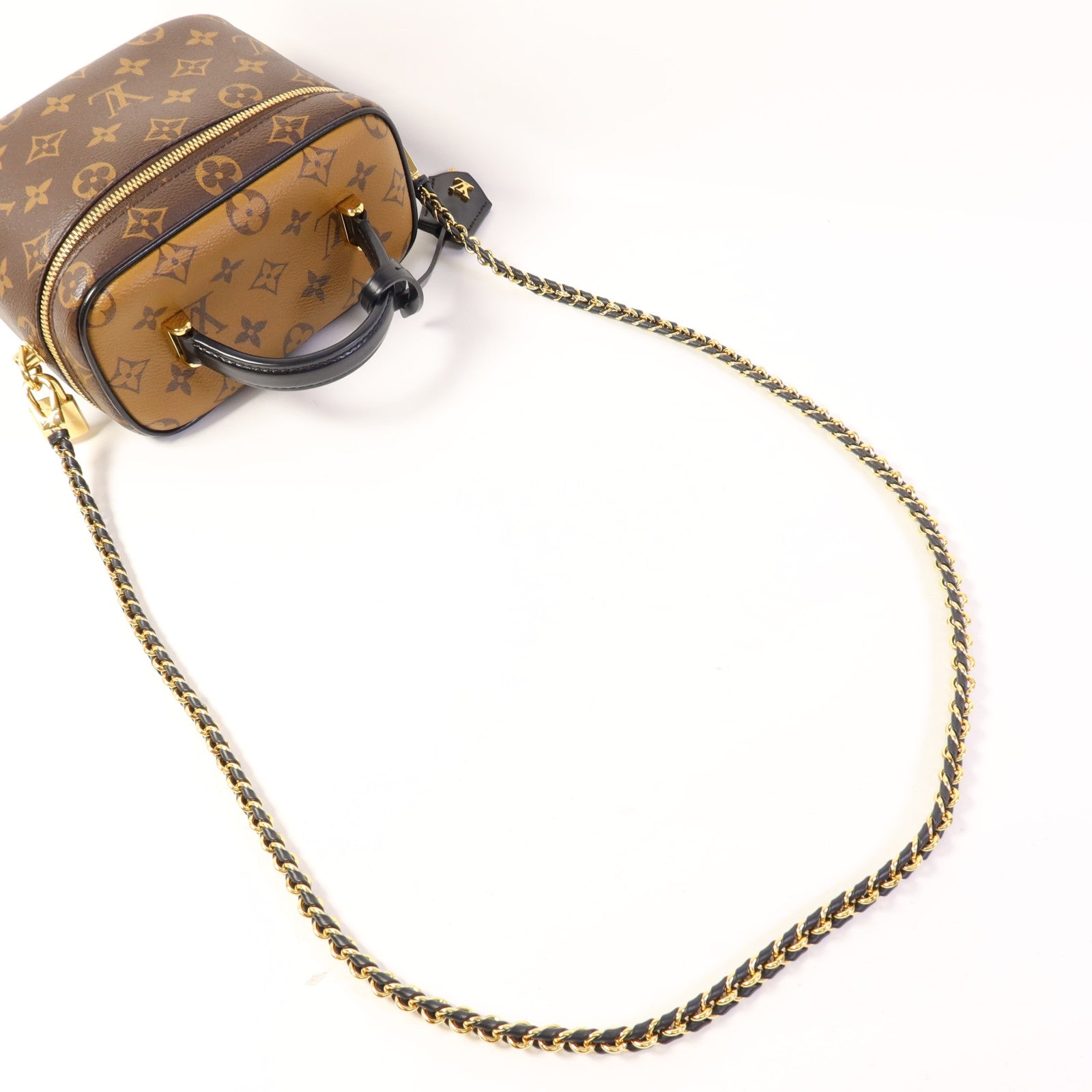 LOUIS VUITTON Monogram Reverse Vanity PM金扣手挽肩背兩用袋棕色