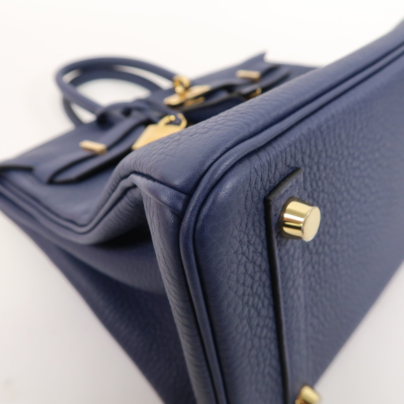 HERMES Togo皮革Birkin 25金扣手挽袋深藍色