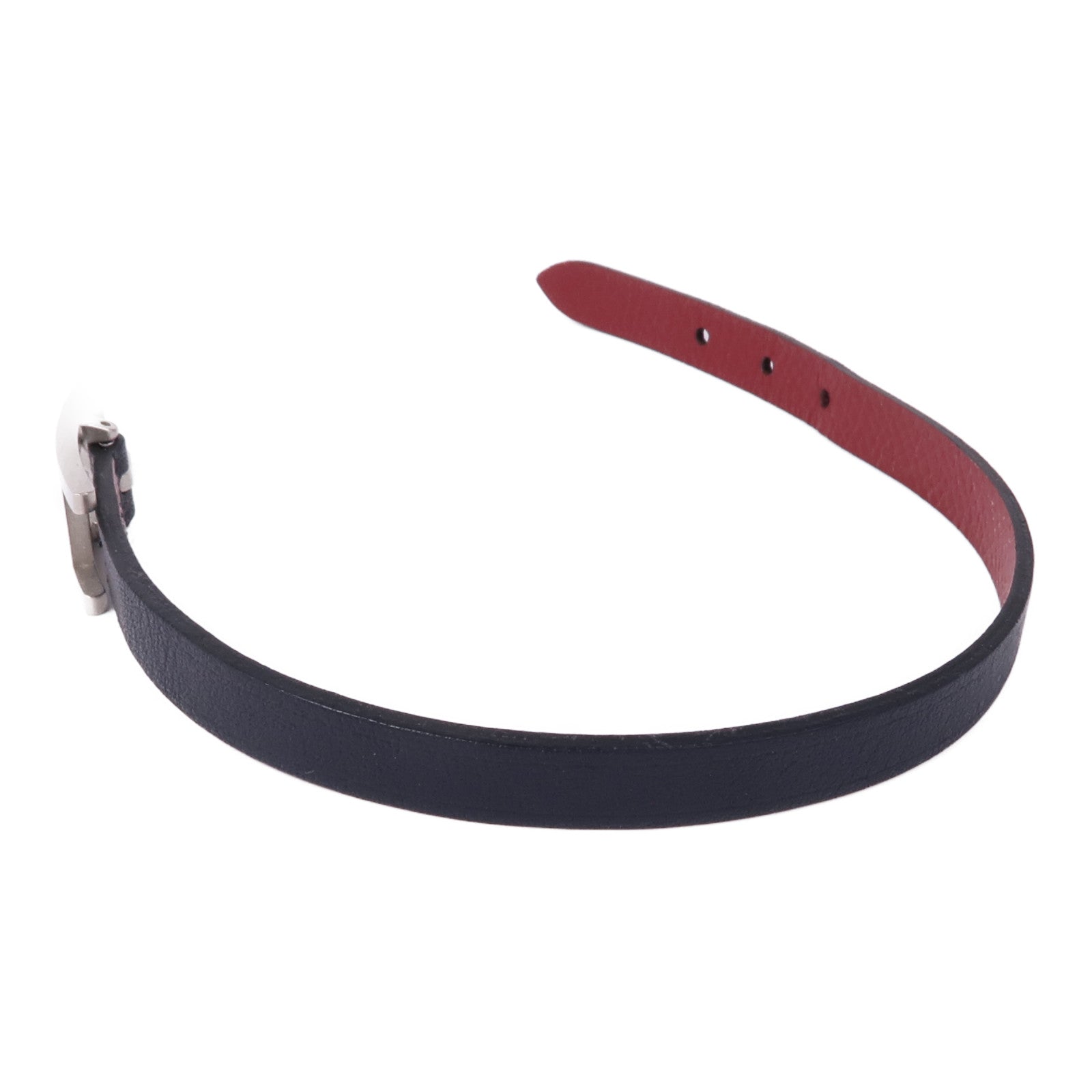 HERMES Swift皮革Behapi Bracelet銀扣手帶Noir