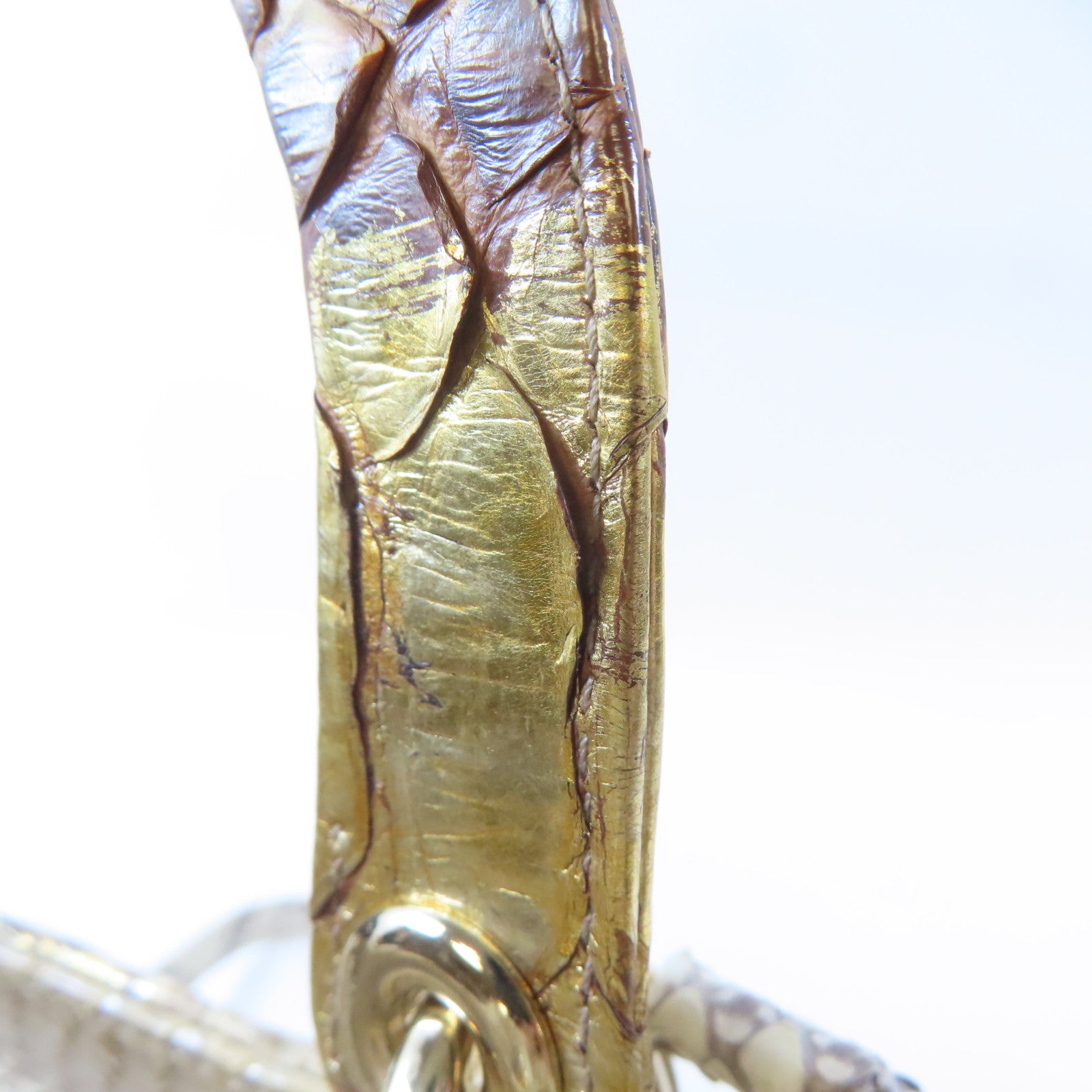 Dior 蛇皮皮革Lady Dior金扣手挽肩背兩用袋金色/米白色/啡色