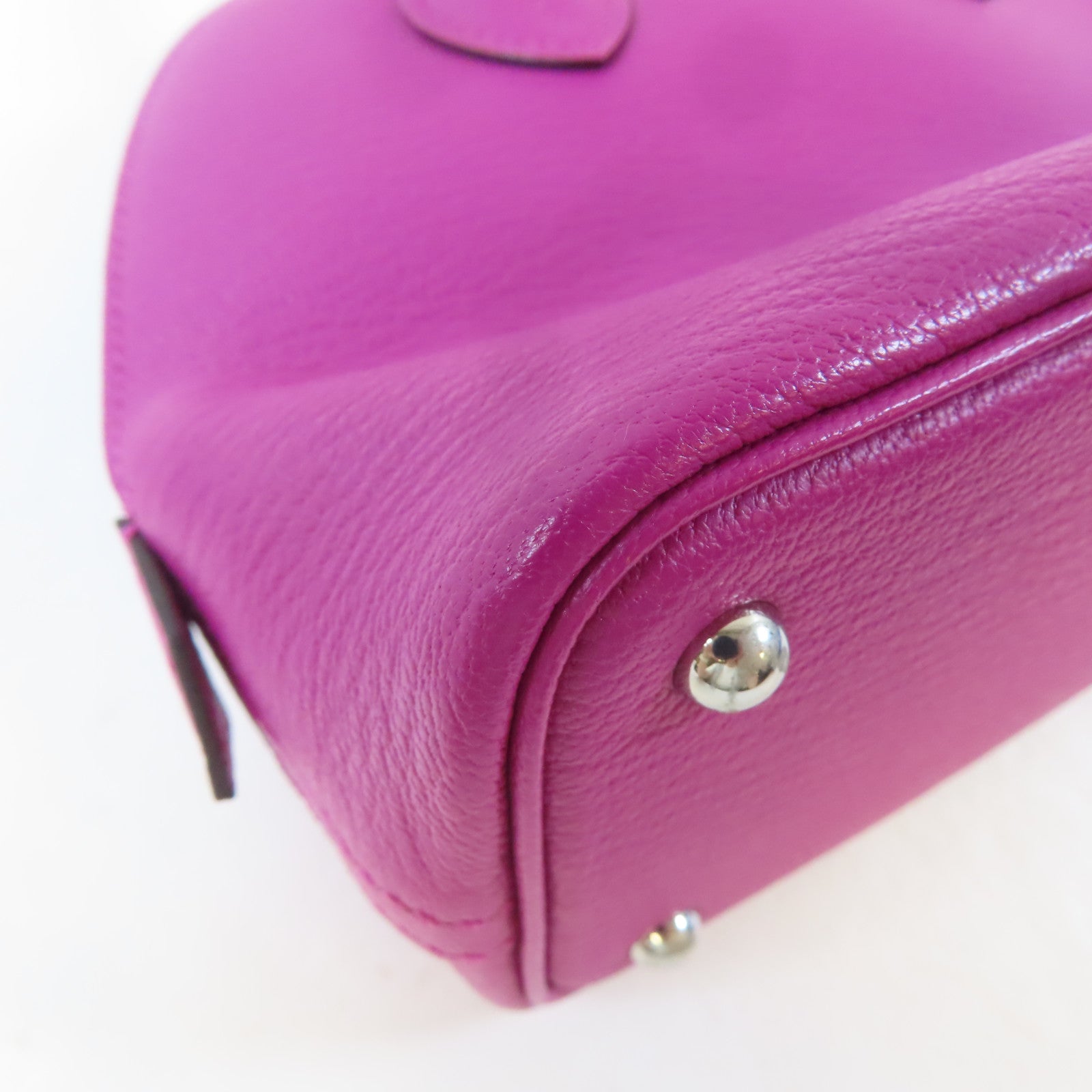 HERMES 【激減優惠】Chevre皮革Mini Bolide 1923銀扣手挽肩背兩用袋Rose Purple/桃紫色