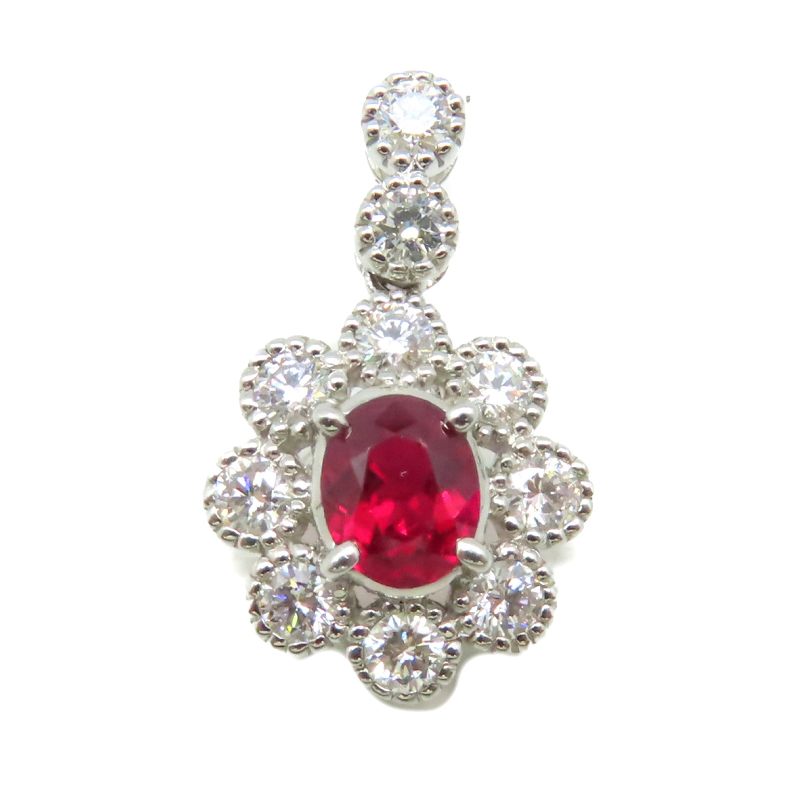 JEWELRY **【激減優惠】PT900鉑金/0.76ct紅寶石/0.66ct鑽石Ruby Pendant Top吊墜頭扣
