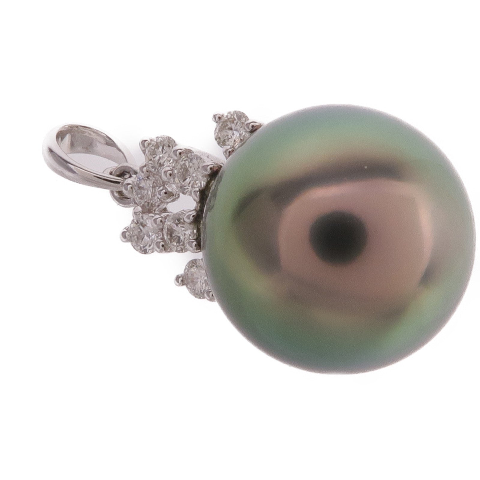 JEWELRY 18K白金Pearl Diamond Pendant Top珍珠/鑽石吊墜