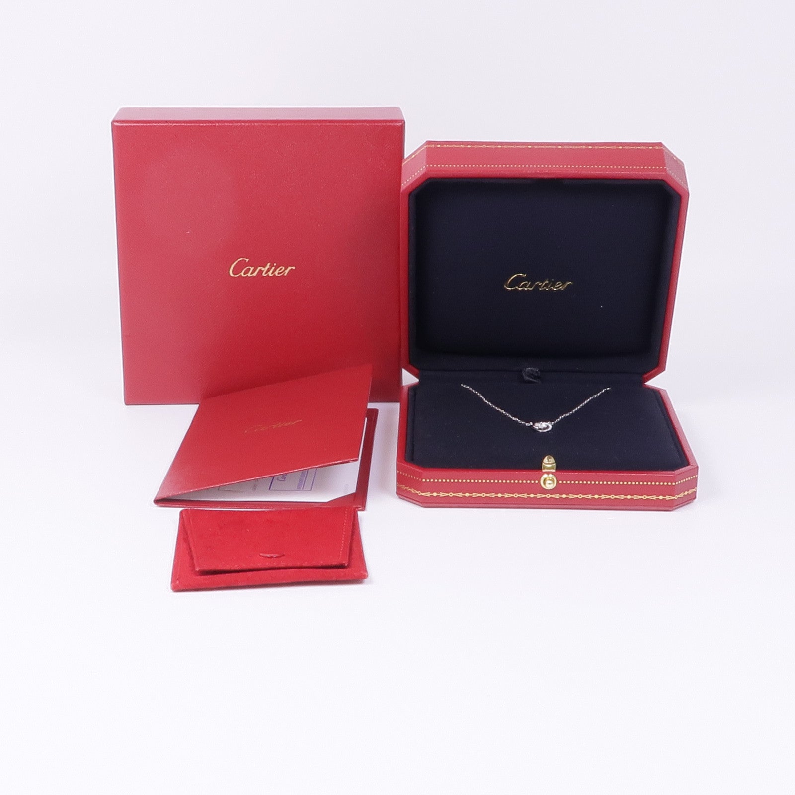 CARTIER 18K白金/陶瓷Trinity Necklace鑽石項鍊