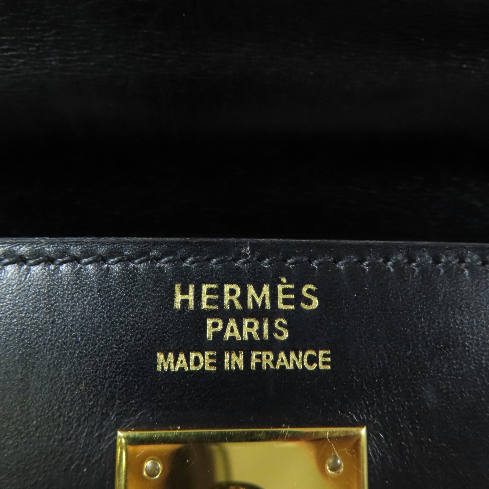 HERMES Calf皮革Kelly 35金扣手挽肩背兩用袋Noir