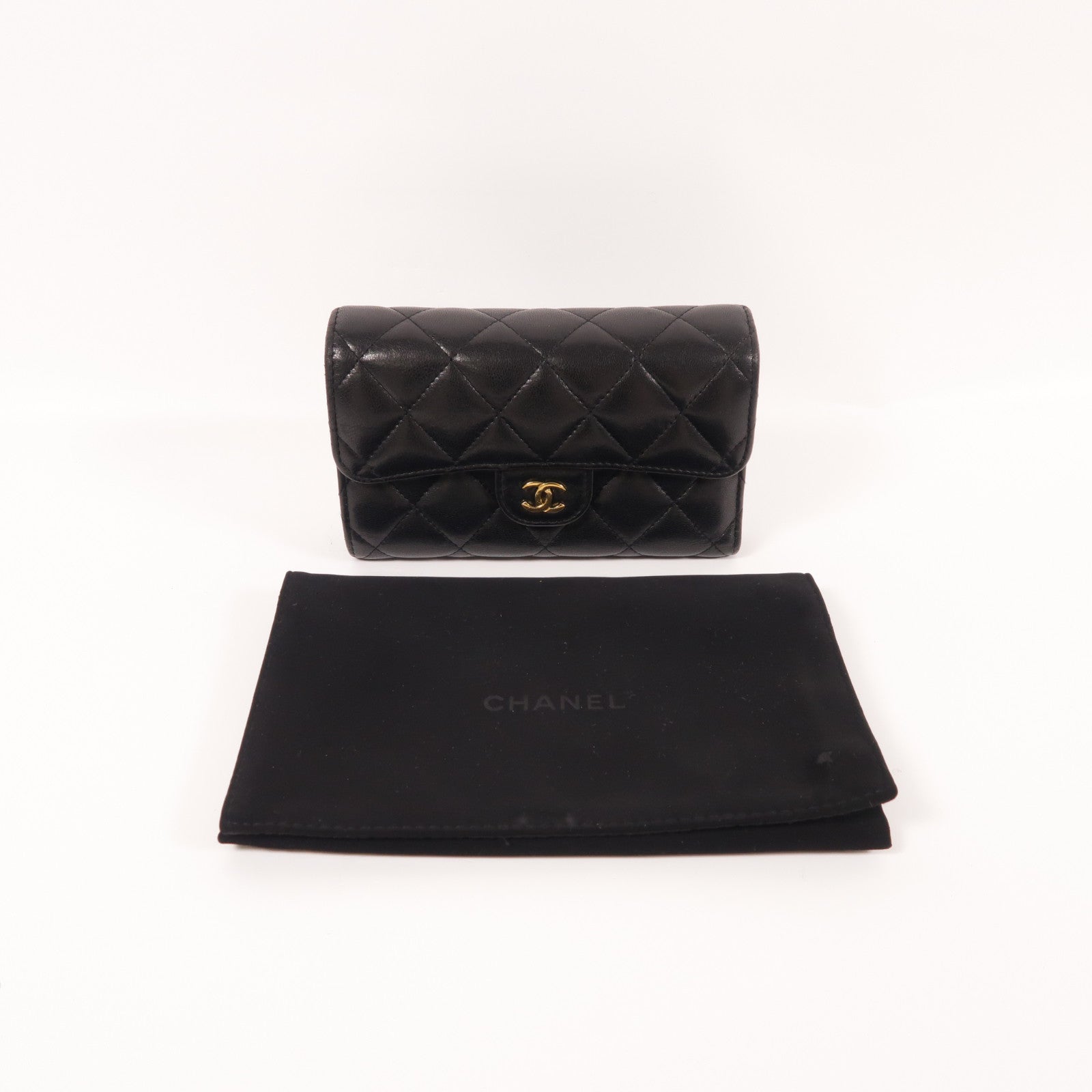 CHANEL 羊皮皮革Wallet金扣錢包