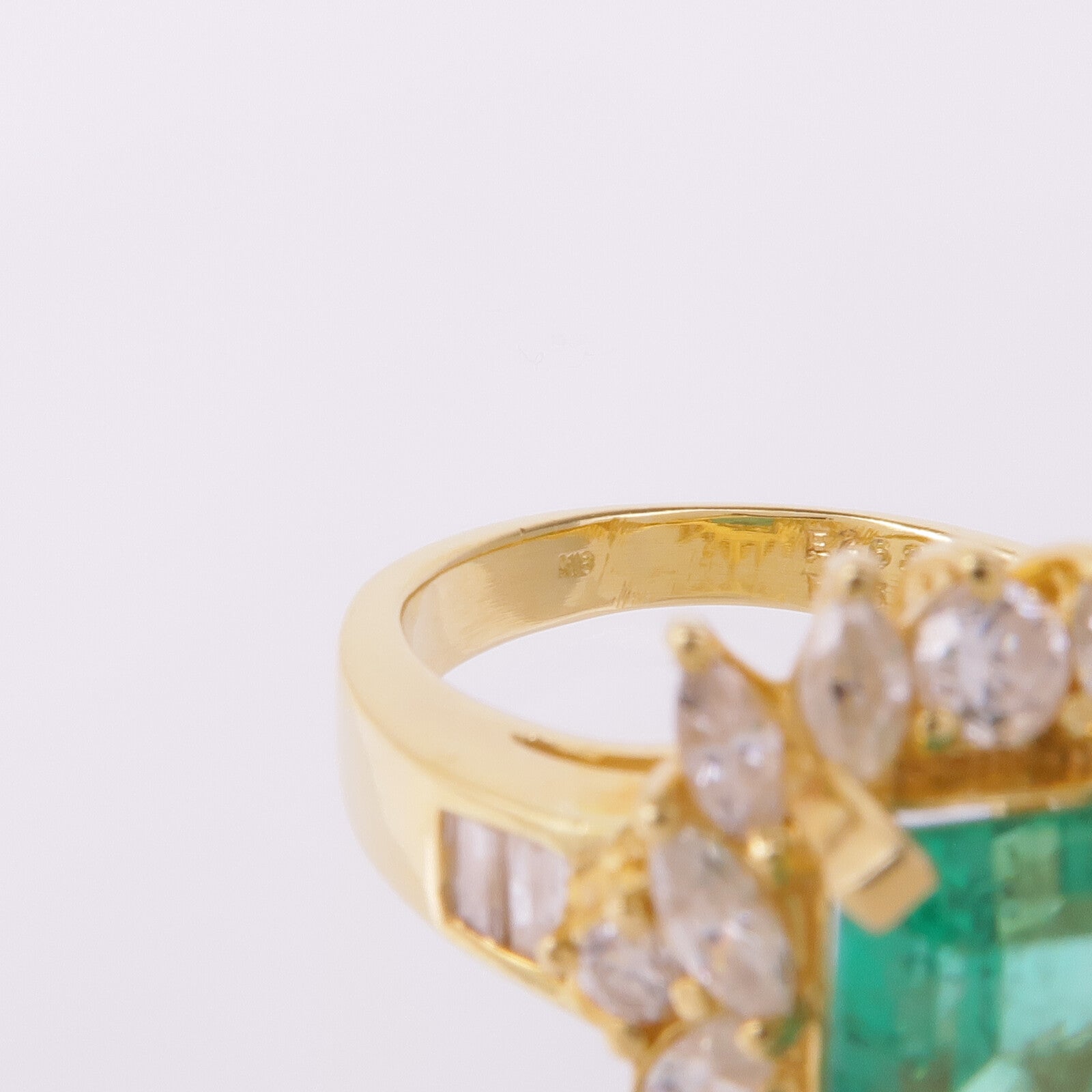 JEWELRY 18K黃金Emerald Diamond Ring綠寶石/鑽石戒指US#5.75