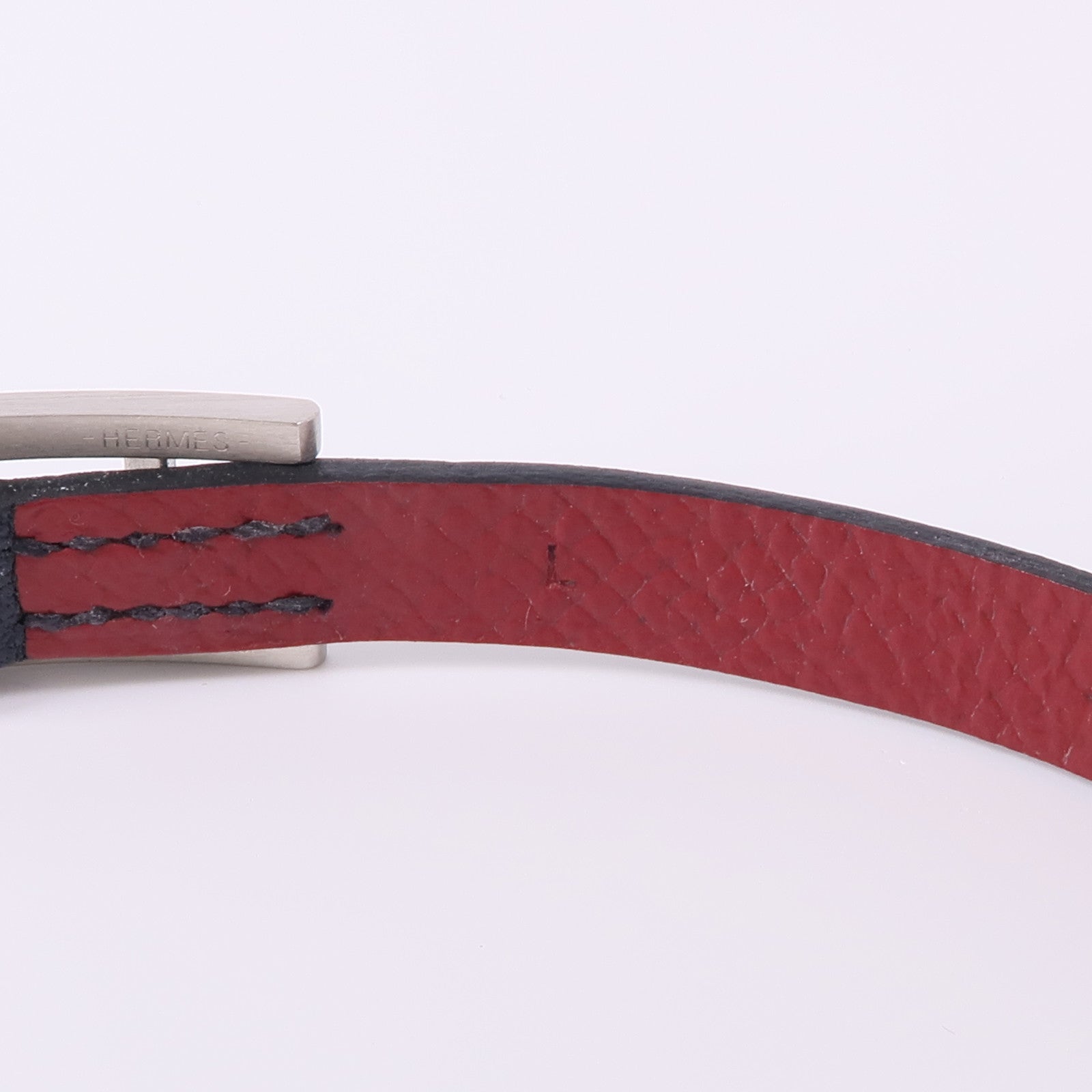 HERMES Swift皮革Behapi Bracelet銀扣手帶Noir