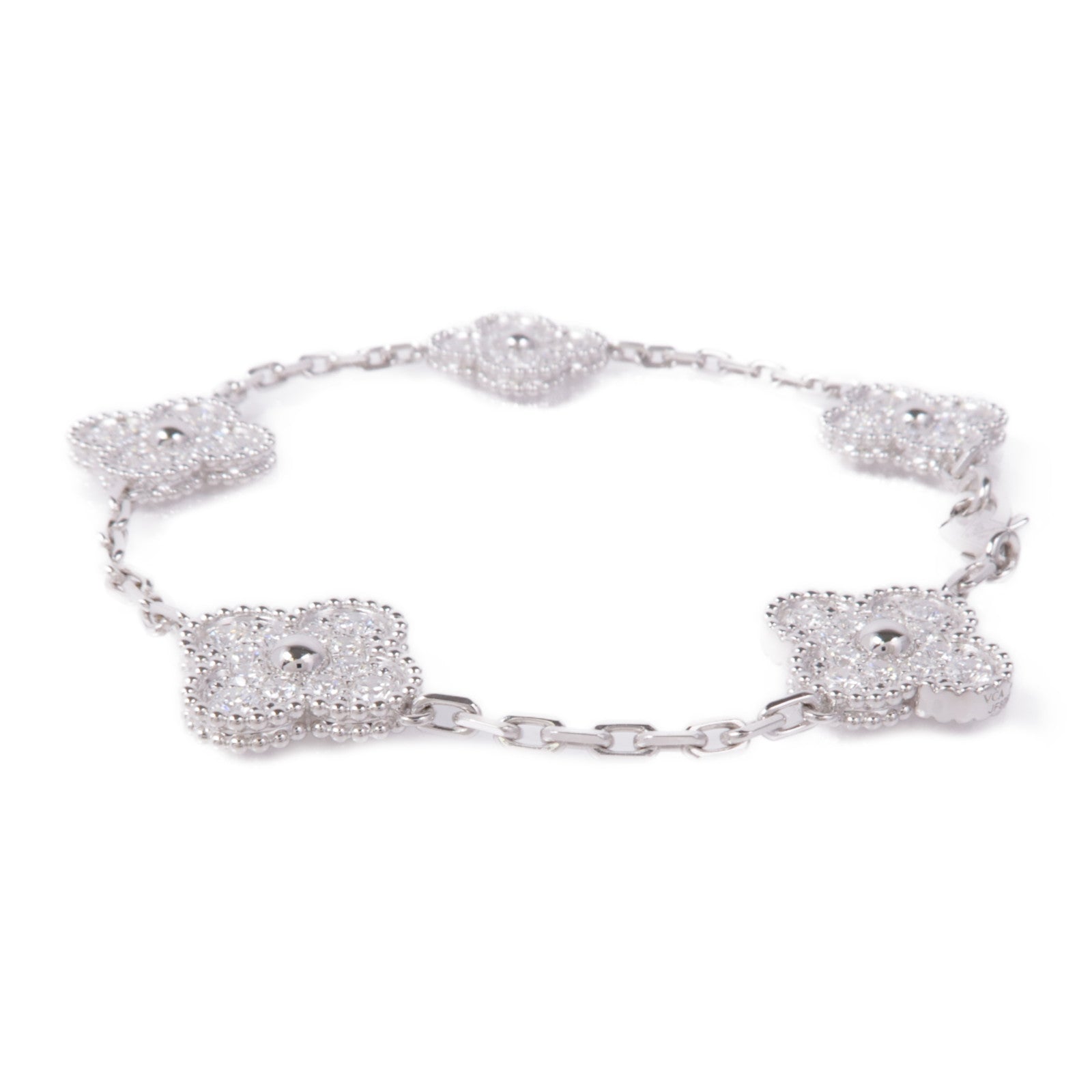 Van Cleef & Arpels 【激減優惠】18K白金Vintage Alhambra Bracelet鑽石手鏈