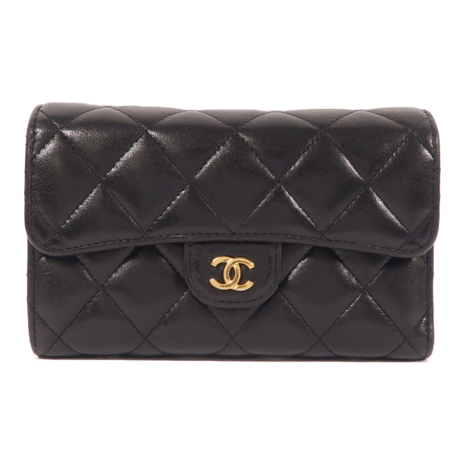 CHANEL 羊皮皮革Wallet金扣錢包