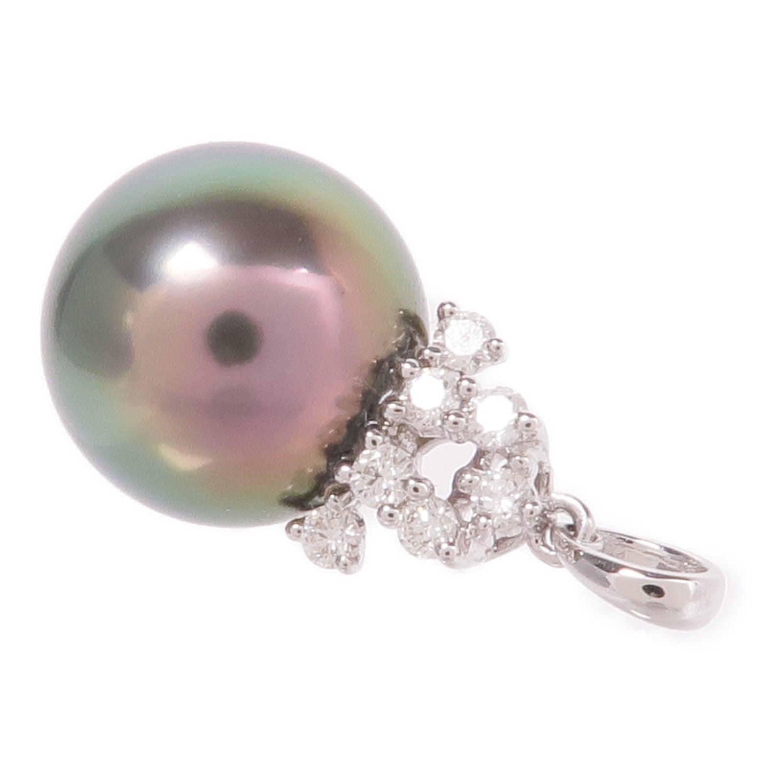 JEWELRY 18K白金Pearl Diamond Pendant Top珍珠/鑽石吊墜