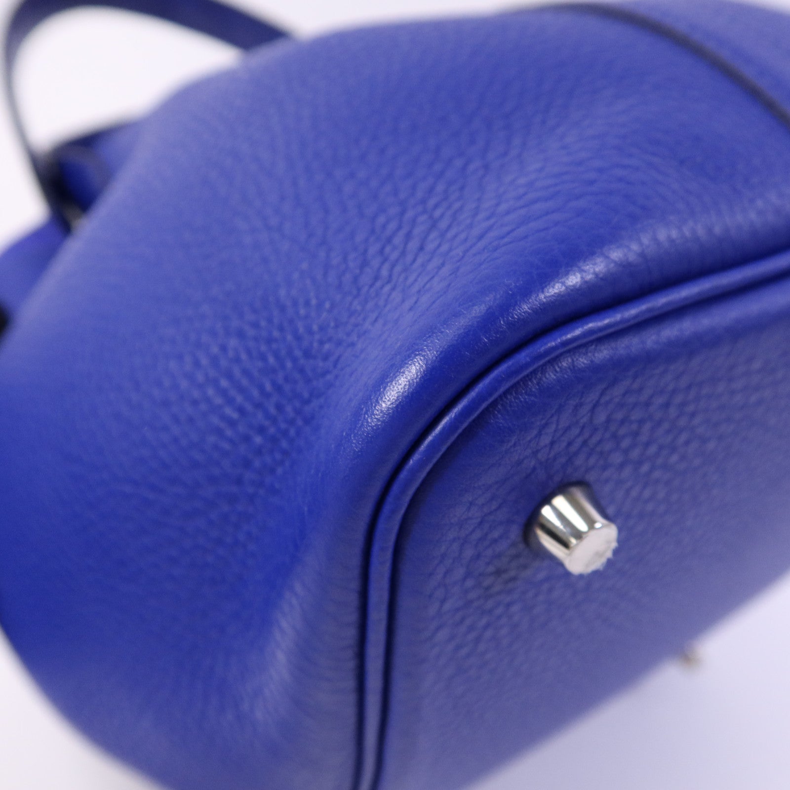 HERMES Clemence皮革Picotin MM銀扣手挽袋Blue