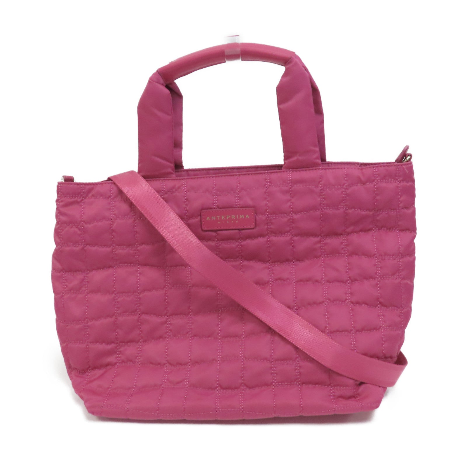 ANTEPRIMA 尼龍Tote Bag銀扣手挽肩背兩用袋粉紅色