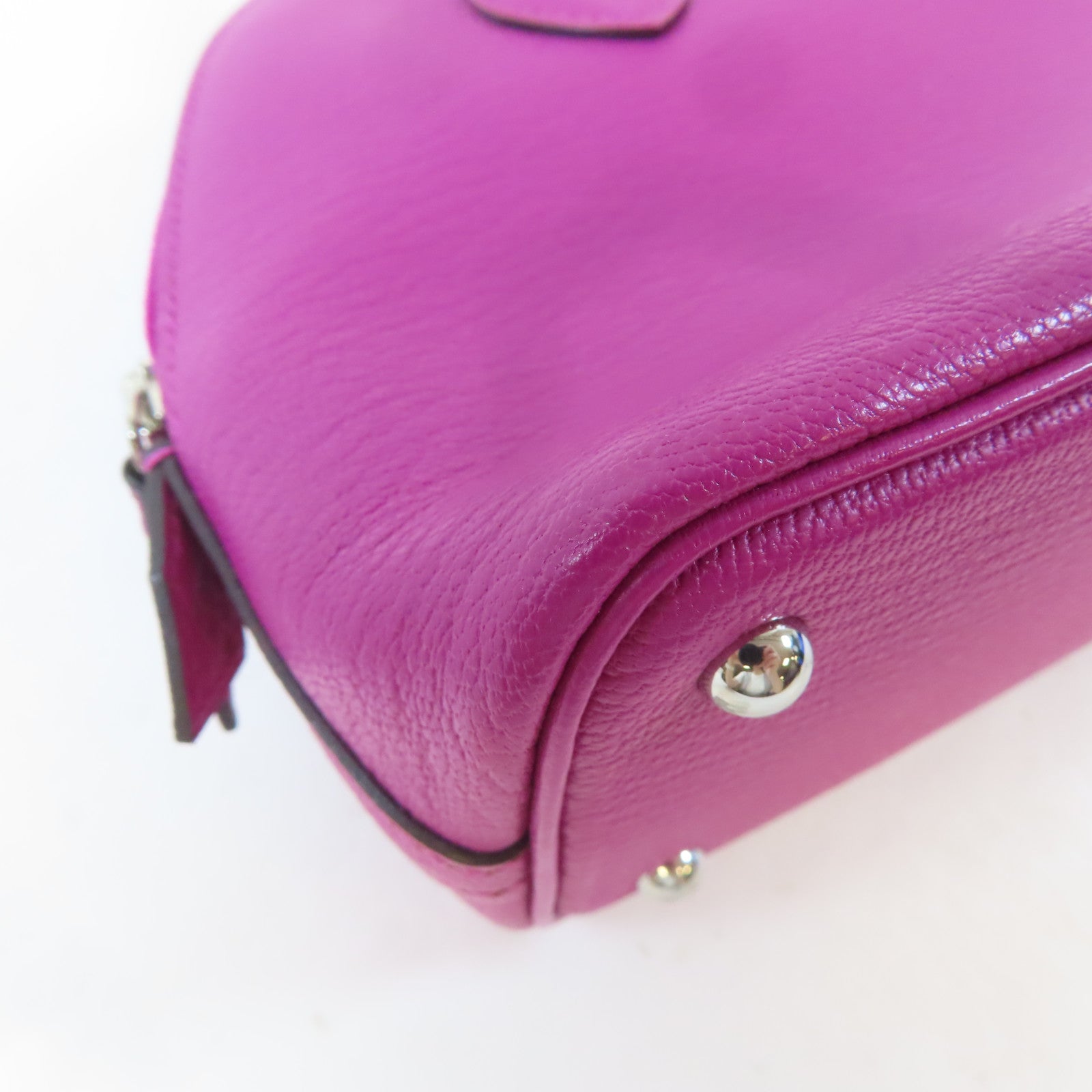 HERMES 【激減優惠】Chevre皮革Mini Bolide 1923銀扣手挽肩背兩用袋Rose Purple/桃紫色