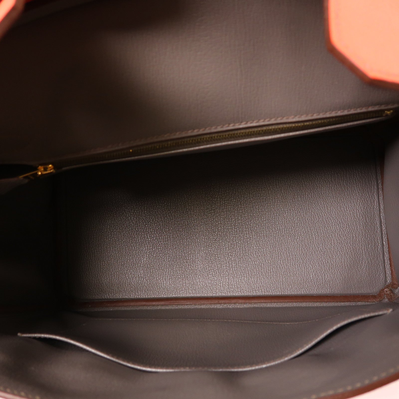 HERMES GHW Birkin 30 Hand Bag Epsom Leather Red/Brown