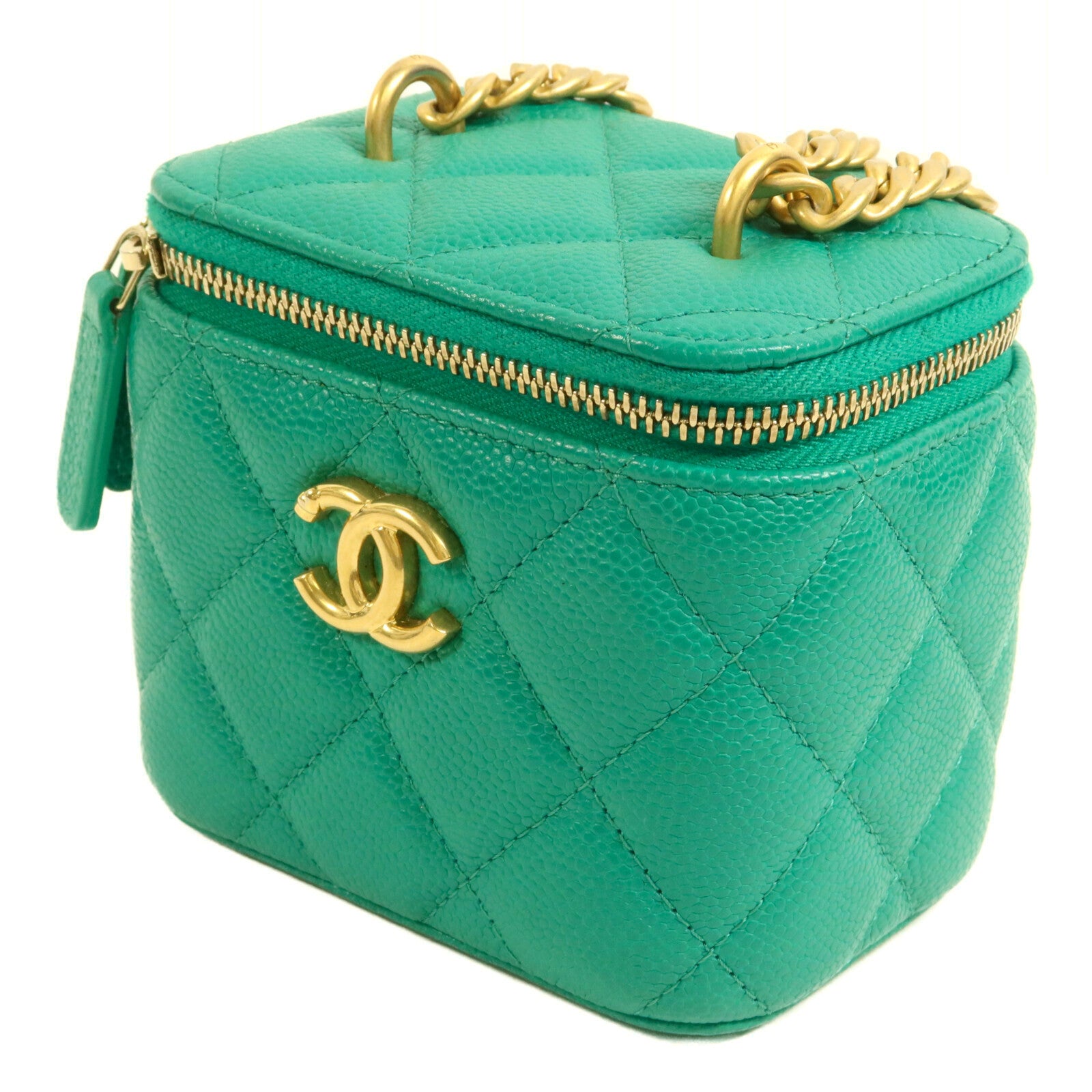 CHANEL 牛皮皮革Vanity Case鏈帶肩背袋