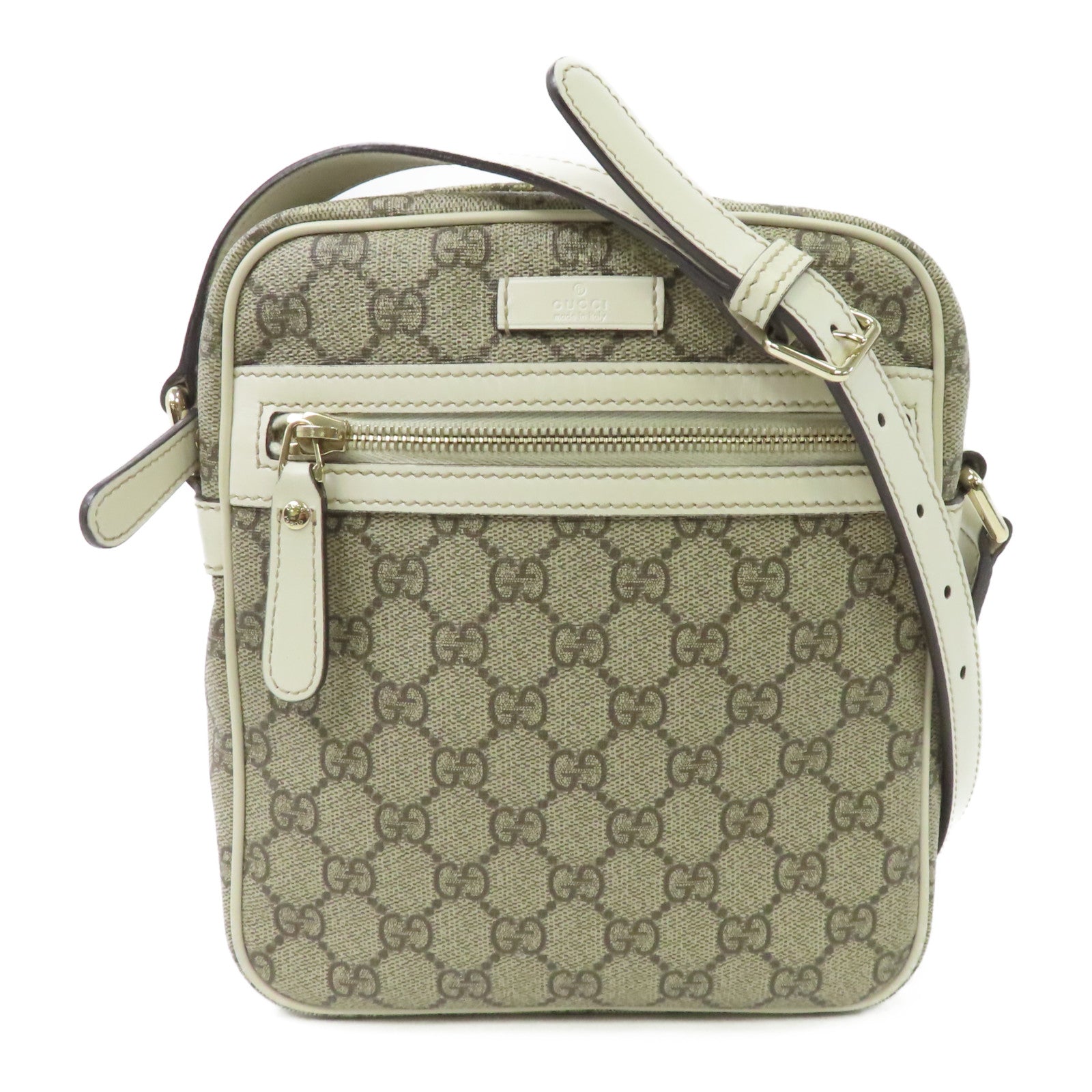 GUCCI 【激減優惠】塗層帆布Shoulder Bag金扣肩背袋白色