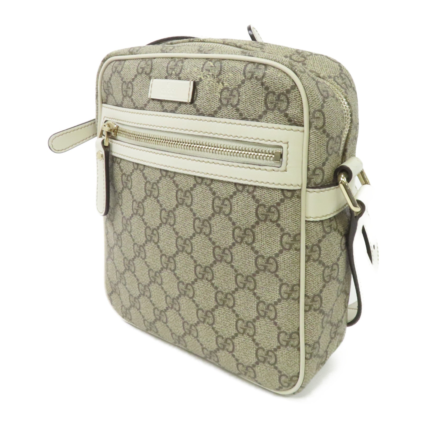 GUCCI 【激減優惠】塗層帆布Shoulder Bag金扣肩背袋白色