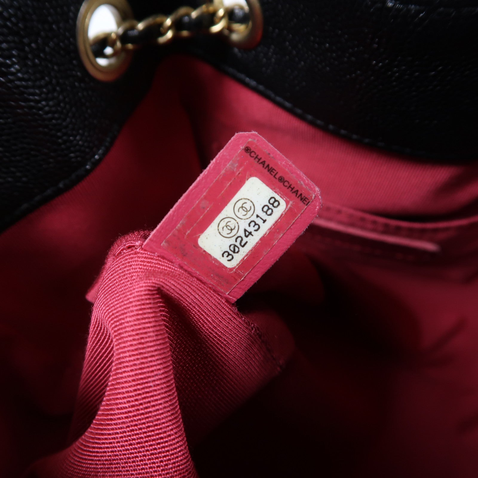 CHANEL 牛皮皮革Bucket Bag金扣手挽肩背兩用袋黑色