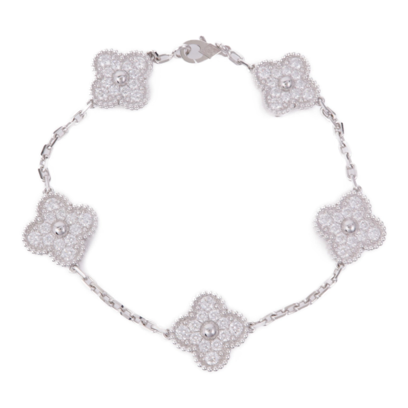 Van Cleef & Arpels 【激減優惠】18K白金Vintage Alhambra Bracelet鑽石手鏈