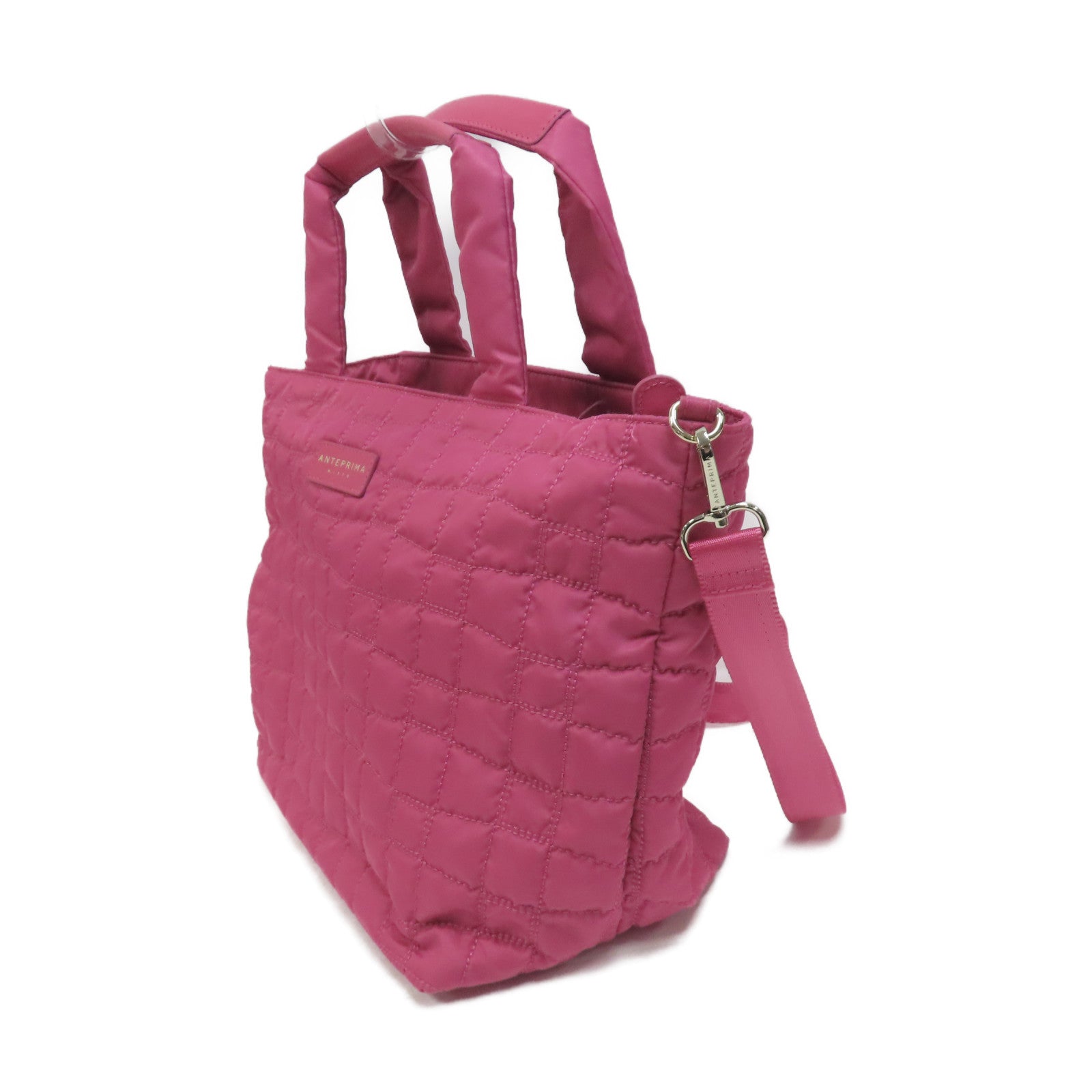 ANTEPRIMA 尼龍Tote Bag銀扣手挽肩背兩用袋粉紅色