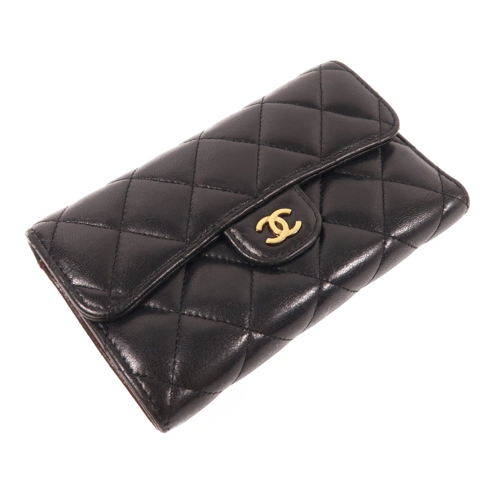 CHANEL 羊皮皮革Wallet金扣錢包