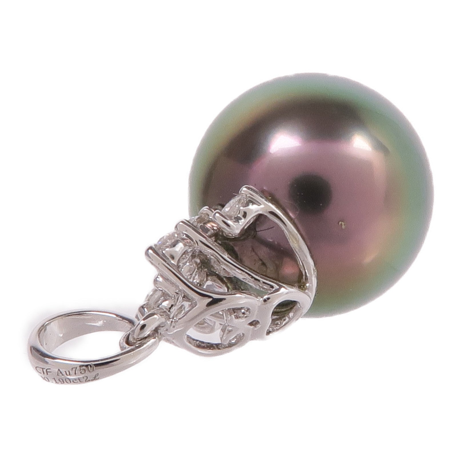 JEWELRY 18K白金Pearl Diamond Pendant Top珍珠/鑽石吊墜