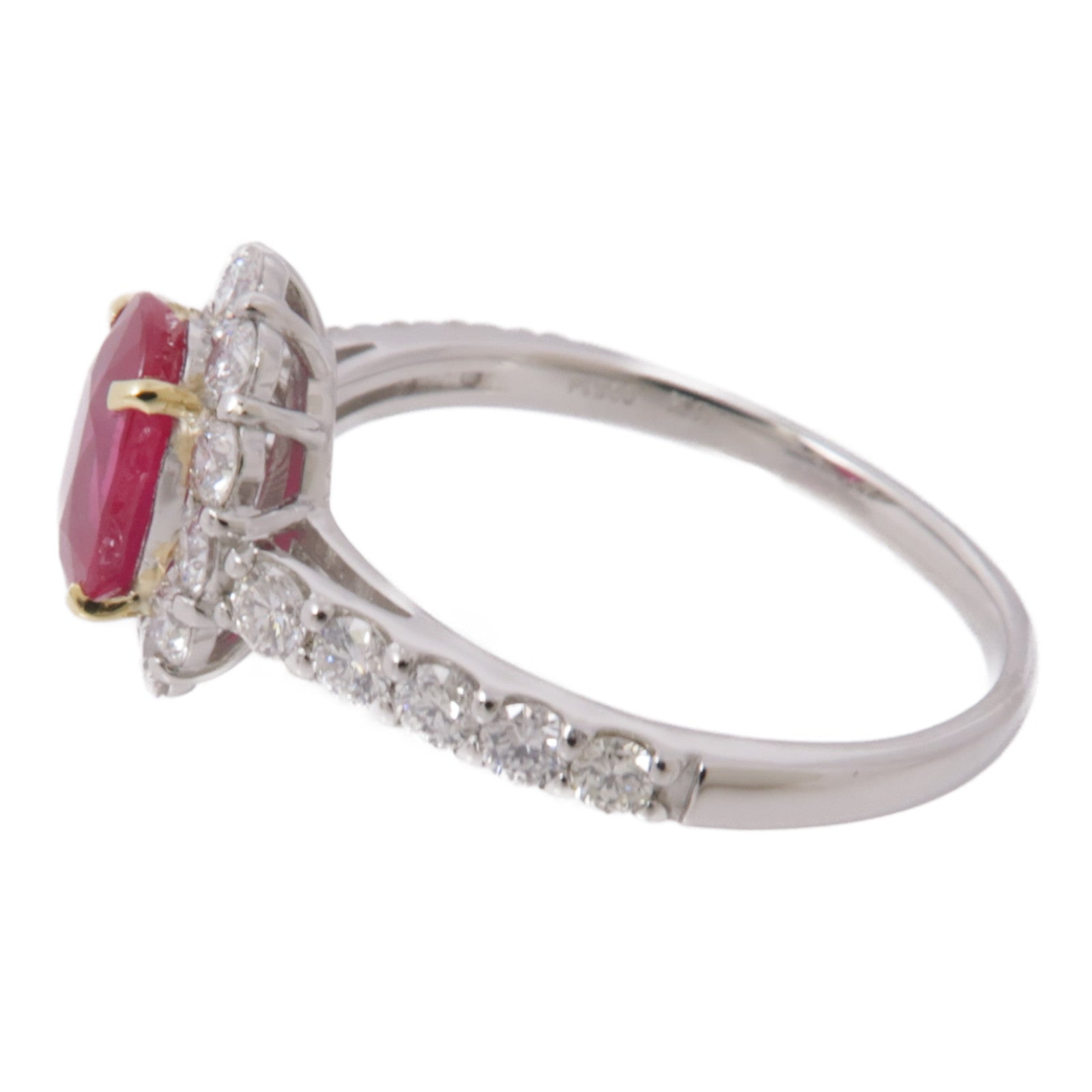 JEWELRY【激減優惠】 18K白金/PT900鉑金Ruby/Diamond Ring紅寶石/鑽石戒指US#6