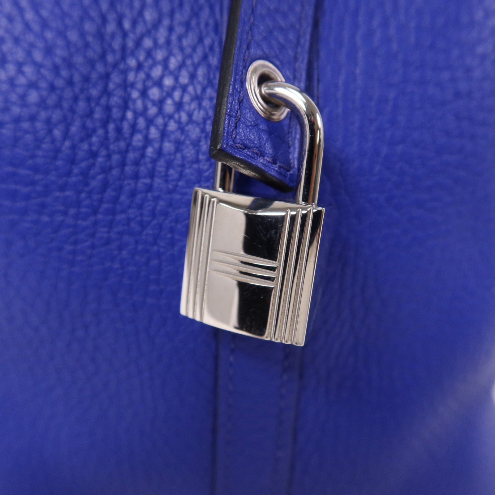 HERMES Clemence皮革Picotin MM銀扣手挽袋Blue