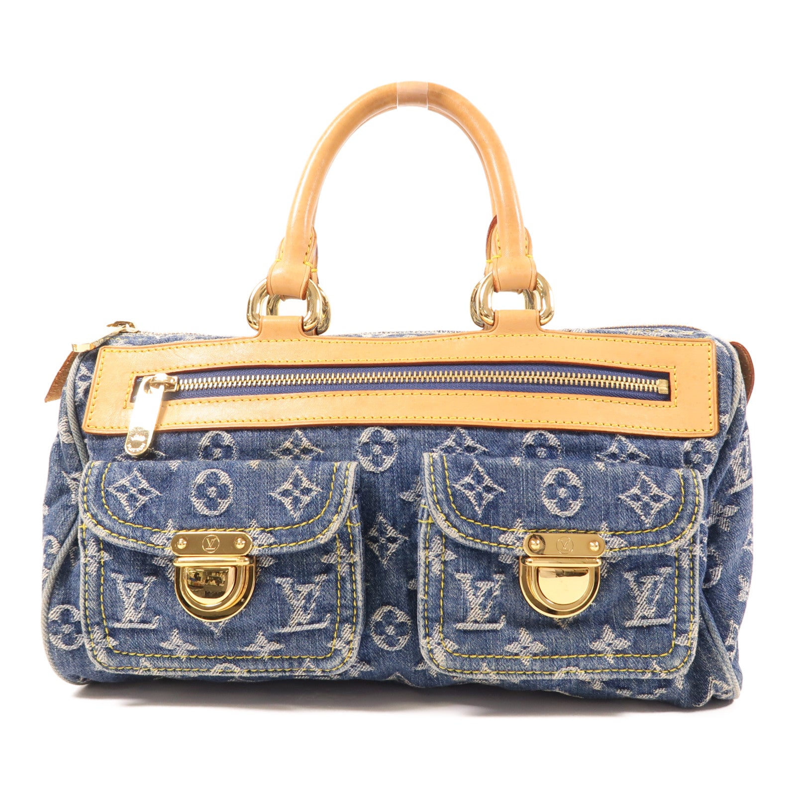 LOUIS VUITTON Monogram Denim Neo Speedy金扣手挽袋