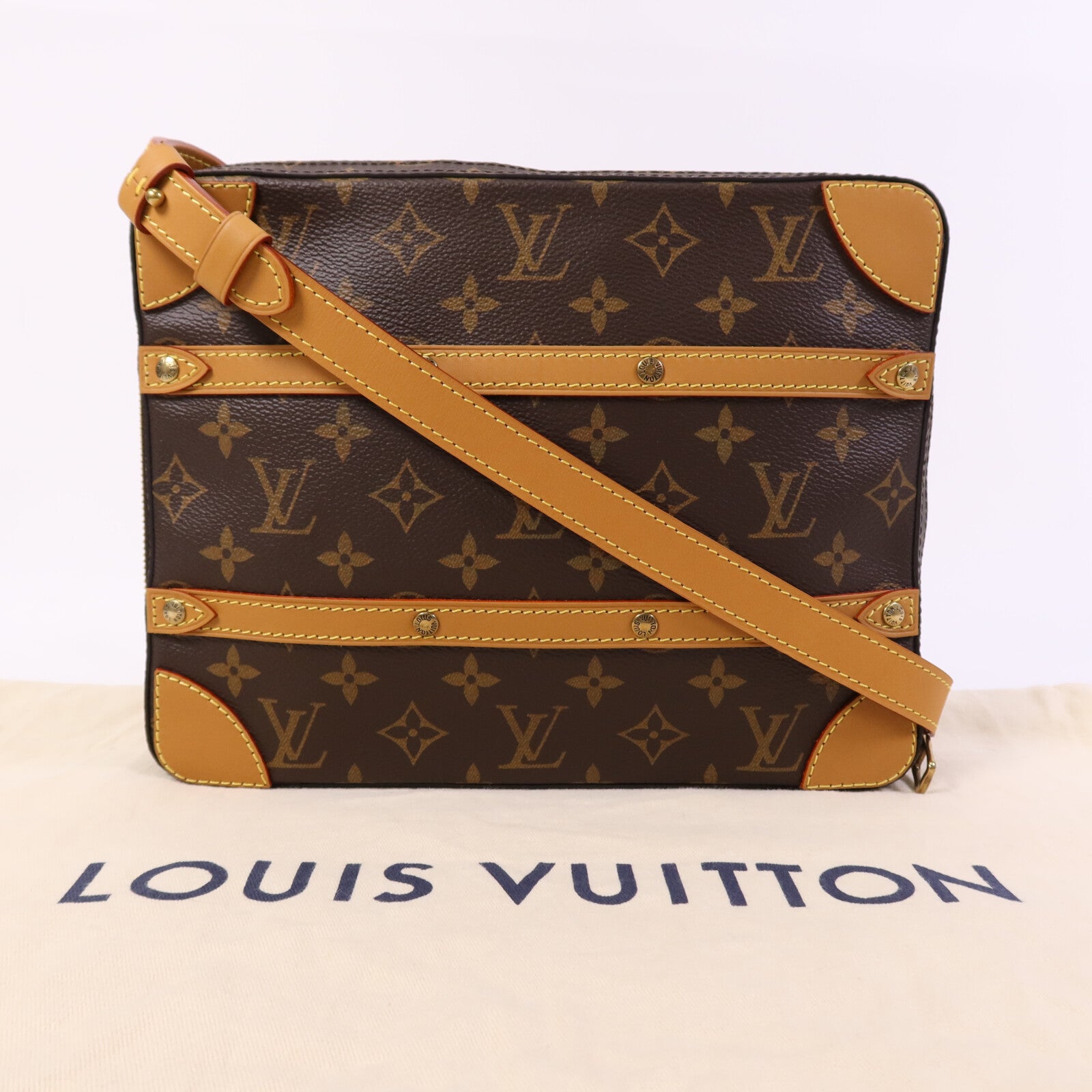 LOUIS VUITTON Monogram Soft Trunk Messenger PM金扣肩背袋