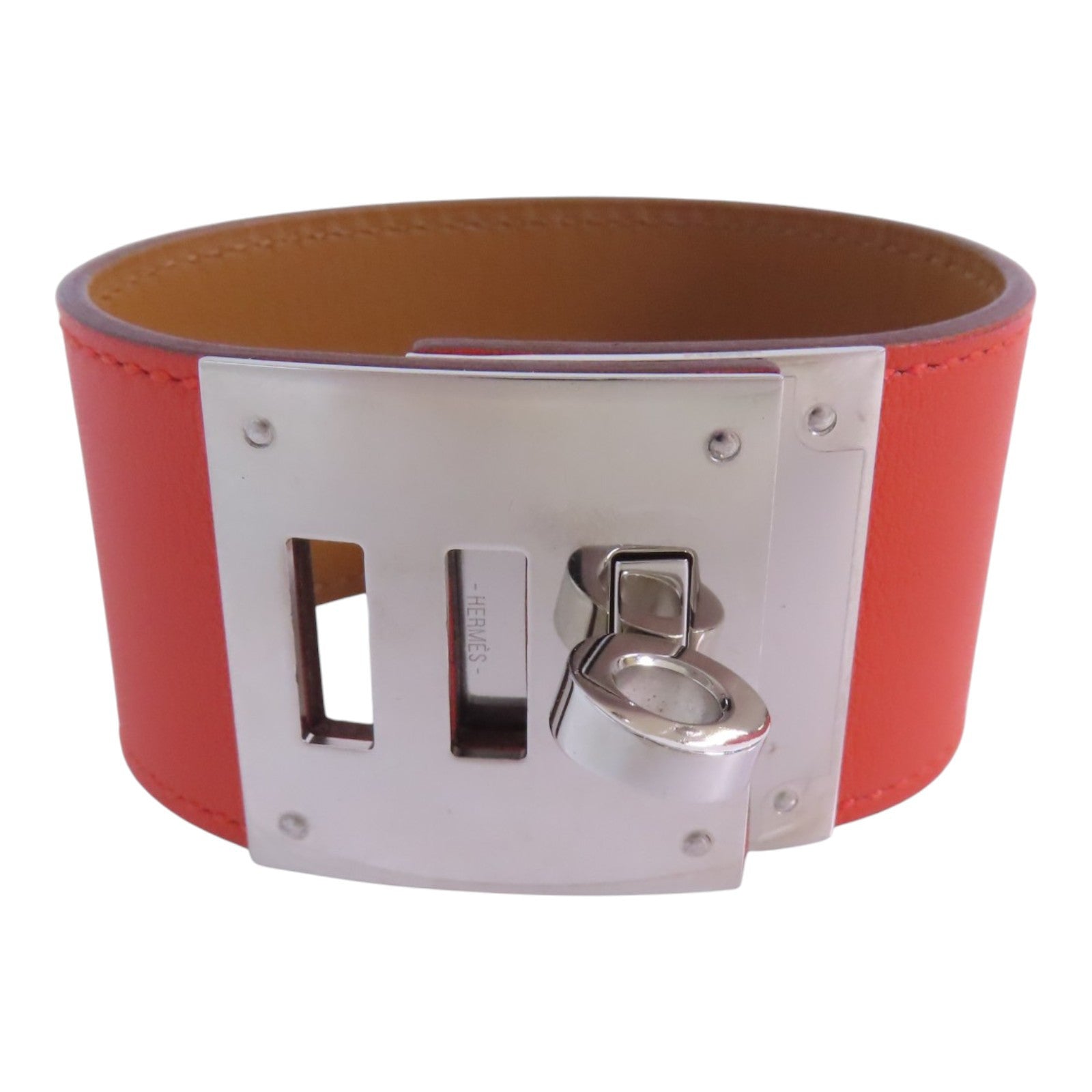 HERMES Swift皮革Kerry Dog Bracelet銀扣手鐲