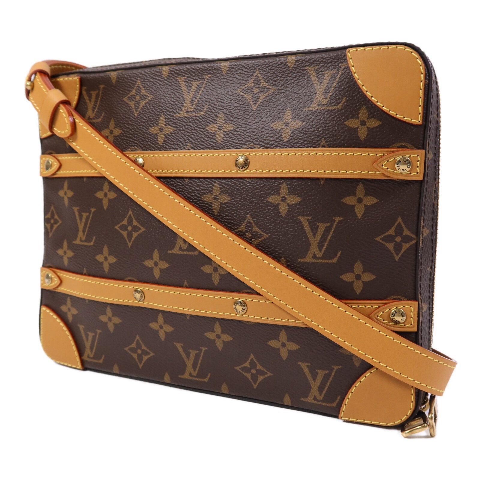 LOUIS VUITTON Monogram Soft Trunk Messenger PM金扣肩背袋