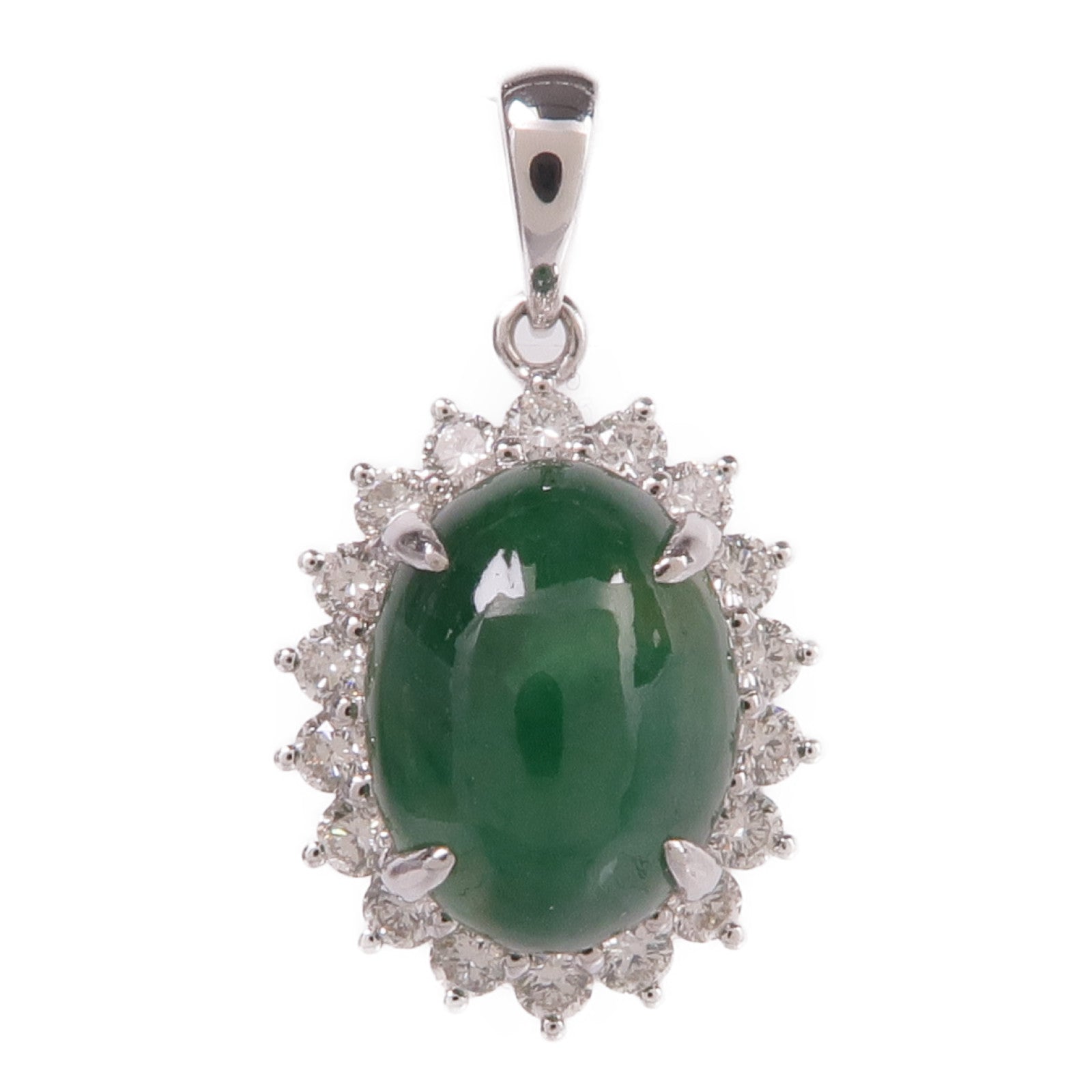 JEWELRY 18K白金Jade Diamond Pendant Top翡翠/鑽石吊墜