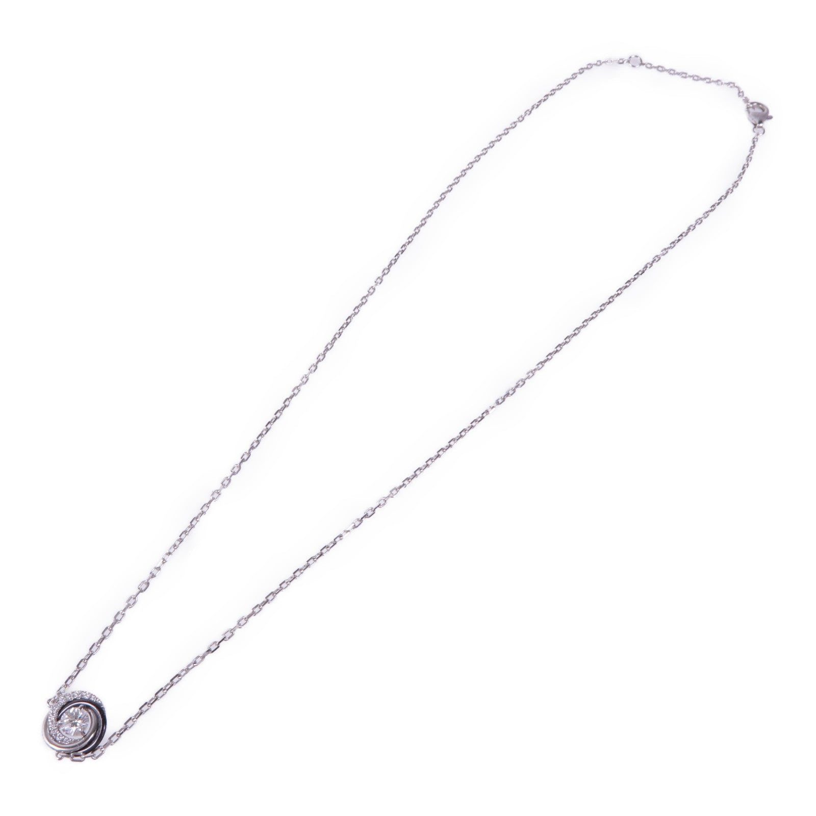 CARTIER 18K白金/陶瓷Trinity Necklace鑽石項鍊