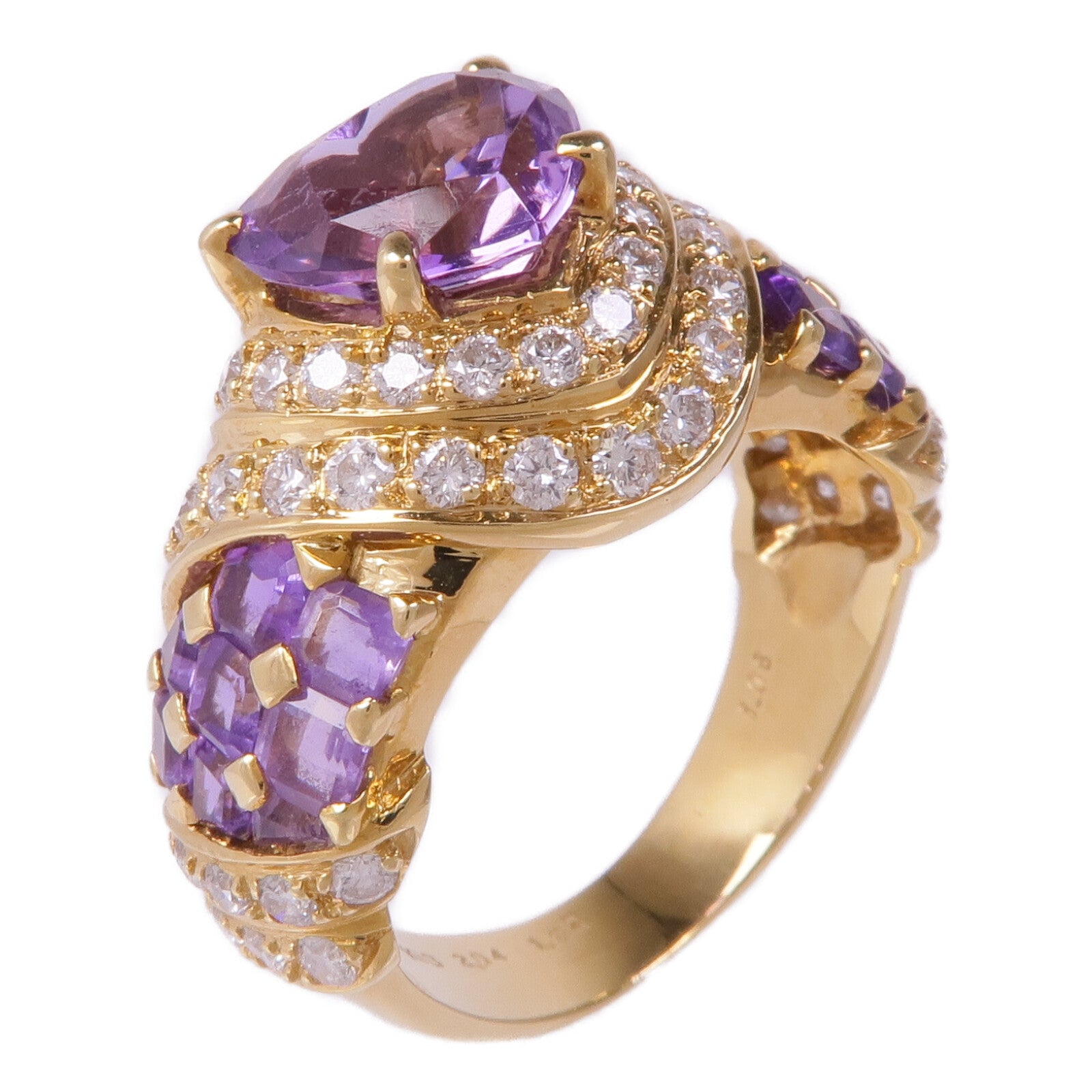 JEWELRY 18K黃金Amethyst Diamond Ring戒指US#8.25