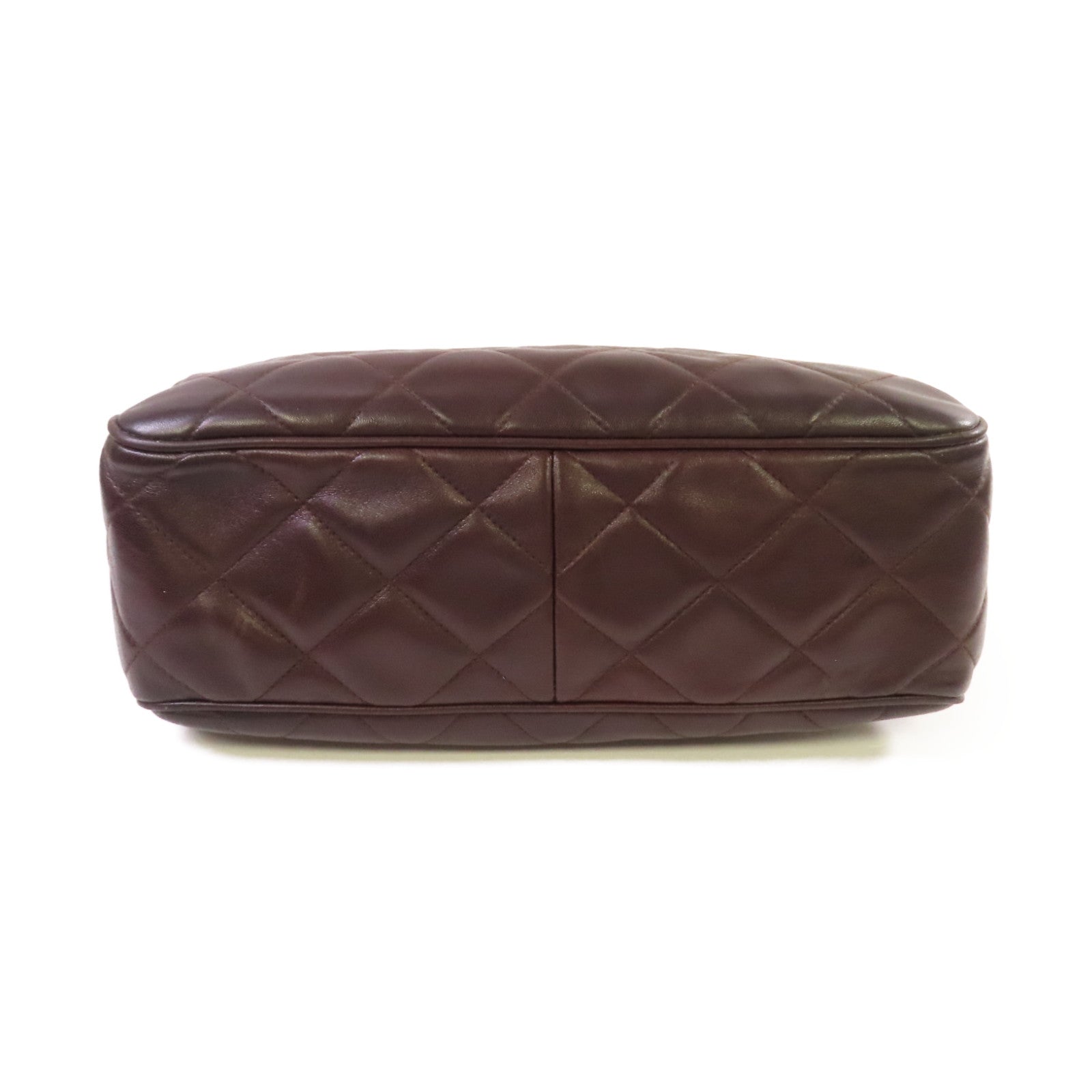 CHANEL 菱格羊皮皮革Chain Shoulder Bag金扣鏈帶肩背袋啡色