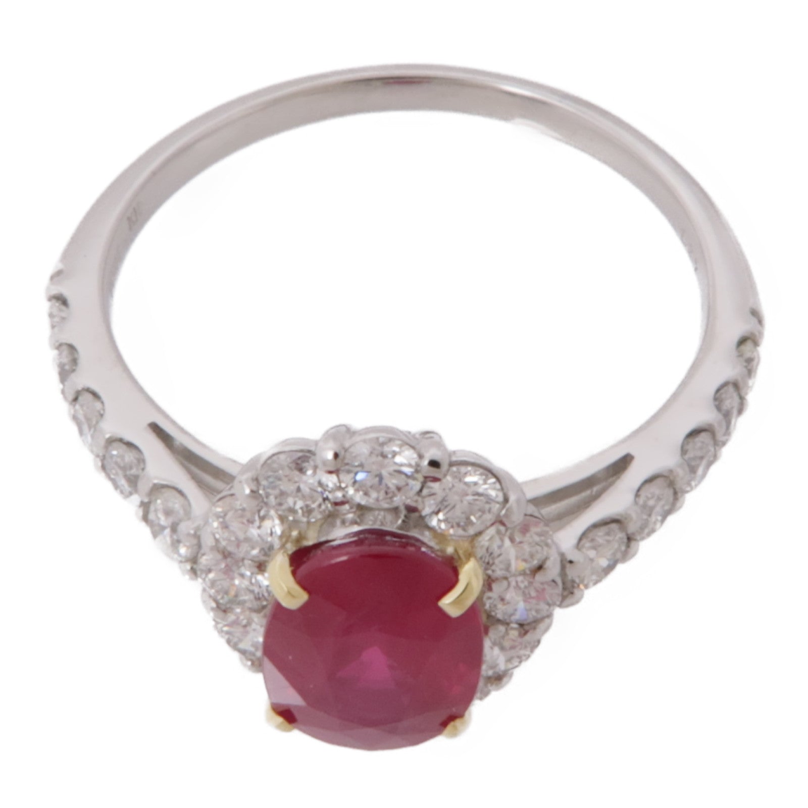 JEWELRY 【激減優惠】18K白金/PT900鉑金Ruby/Diamond Ring紅寶石/鑽石戒指US#6