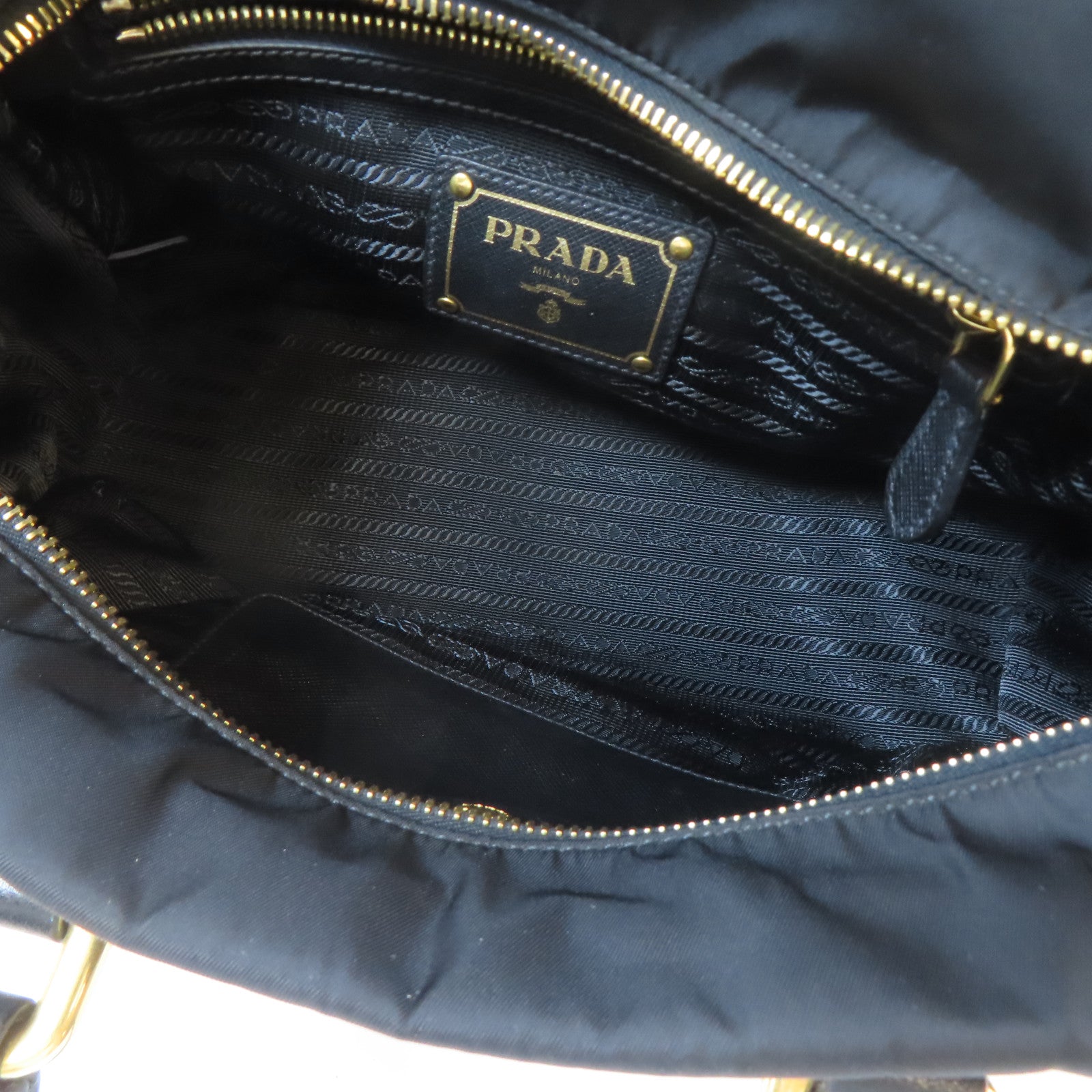 PRADA 【激減優惠】尼龍2 Way Shoulder Bag金扣手挽肩背兩用袋黑色